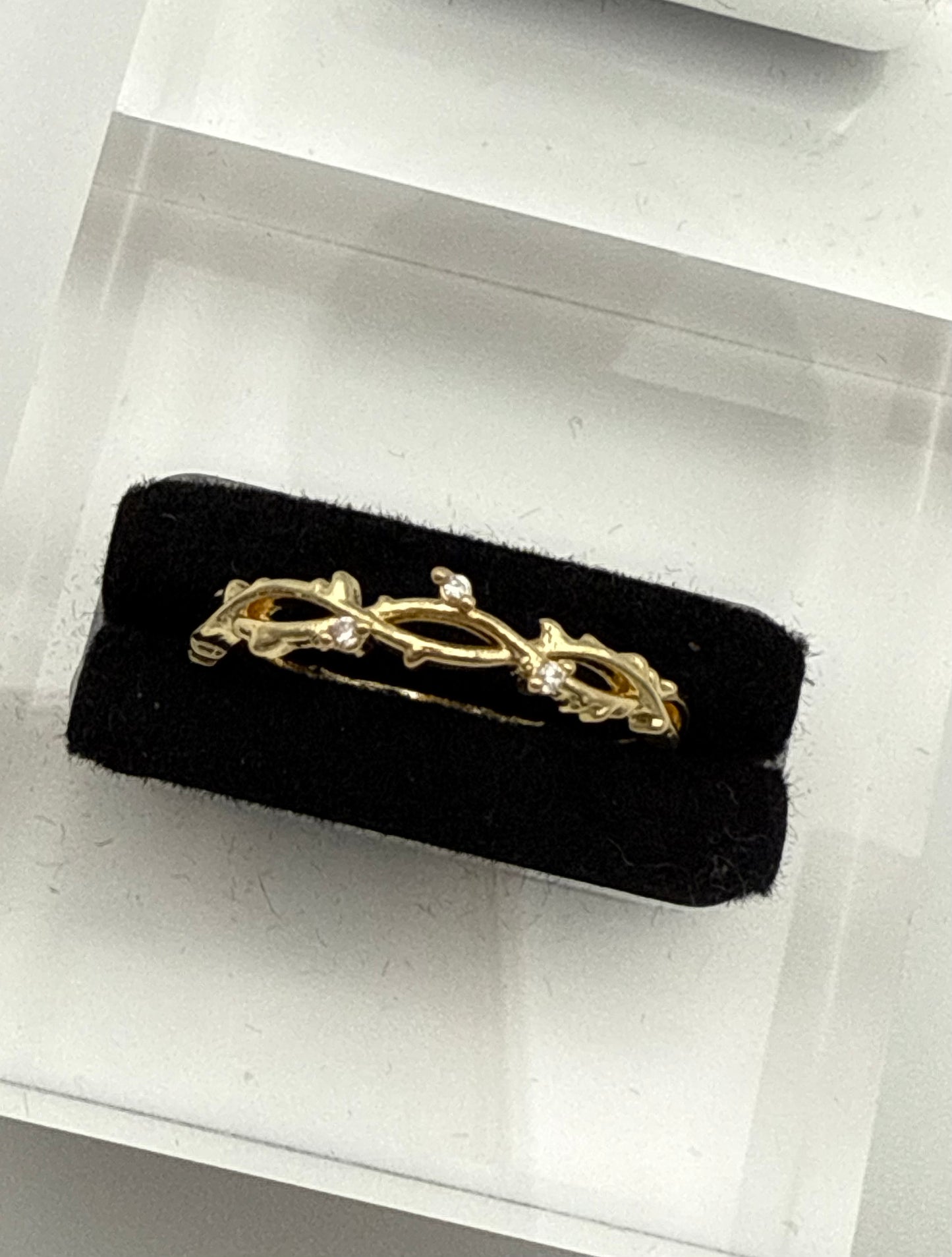 2pcs Gold-Tone Minimalist Vintage Crystal Leaf Vine Rings – Elegant Daily & Festival Wear