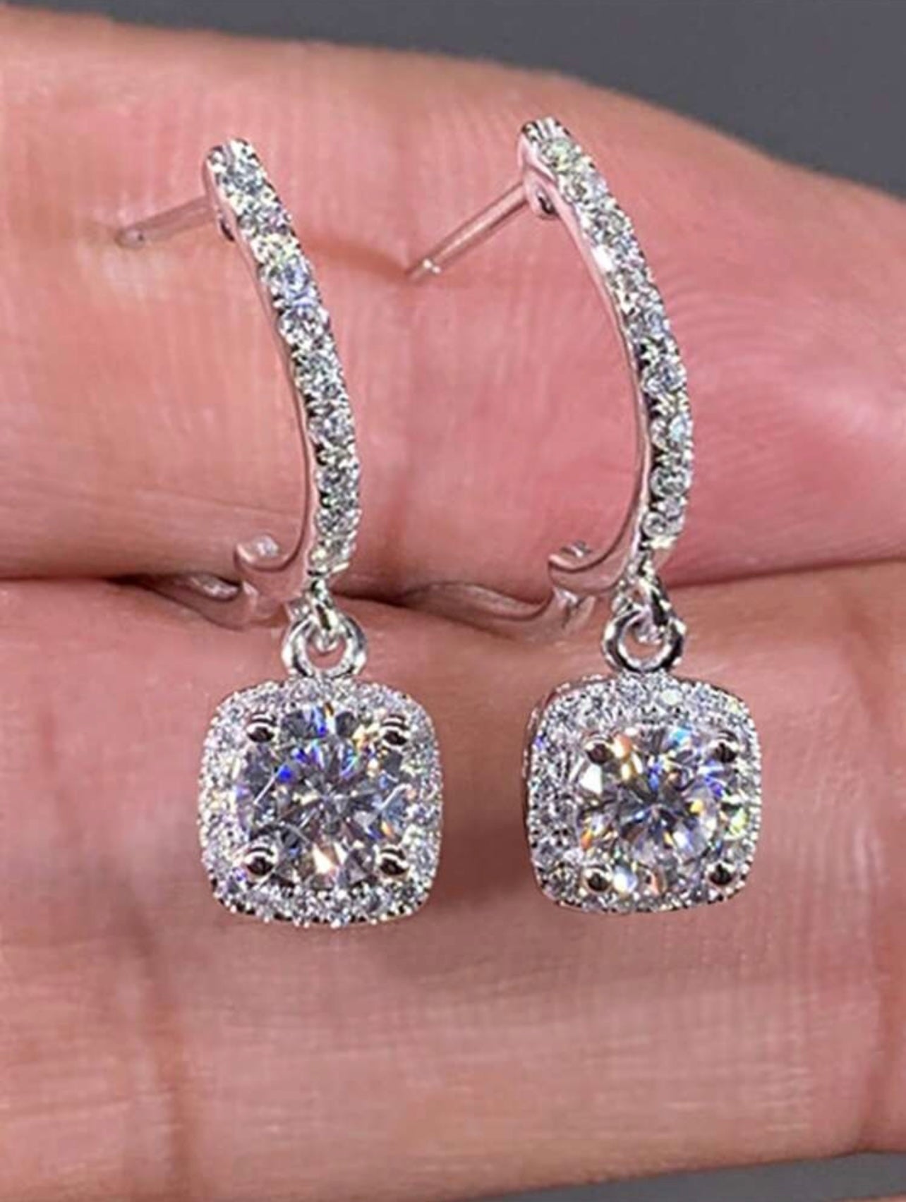 Romantic Silver-Tone Cubic Zirconia Drop Earrings