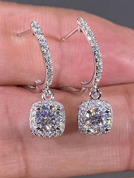 Romantic Silver-Tone Cubic Zirconia Drop Earrings