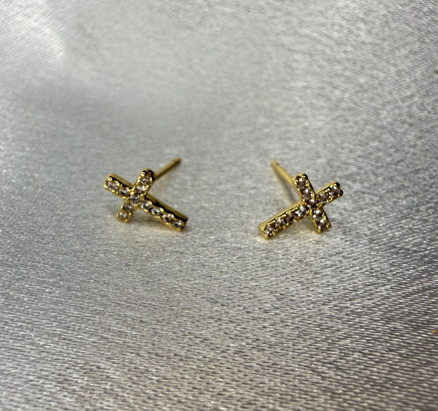 Hypoallergenic Gold Cross Stud Earrings with CZ – Summer Gift for Mum, Best Friend or Girlfriend