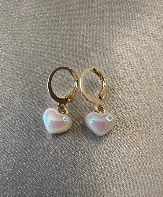 Tarnish-Resistant Heart-Shaped Hoop Drop Earrings – Elegant & Feminine