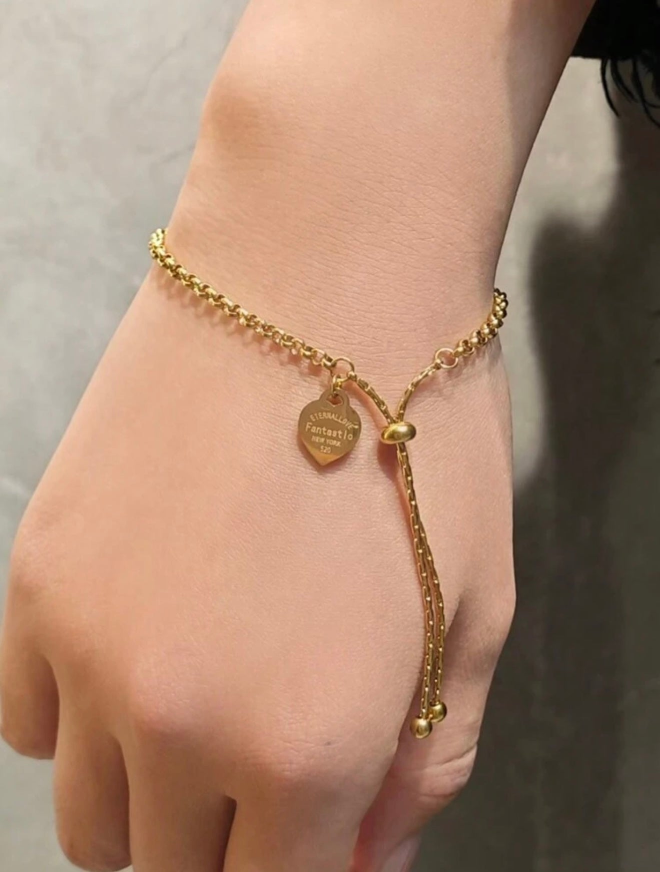 Links of London Inspired 18K Gold-Plated Stainless Steel Adjustable Heart Chain Bracelet – Tarnish-Resistant, Waterproof & Hypoallergenic
