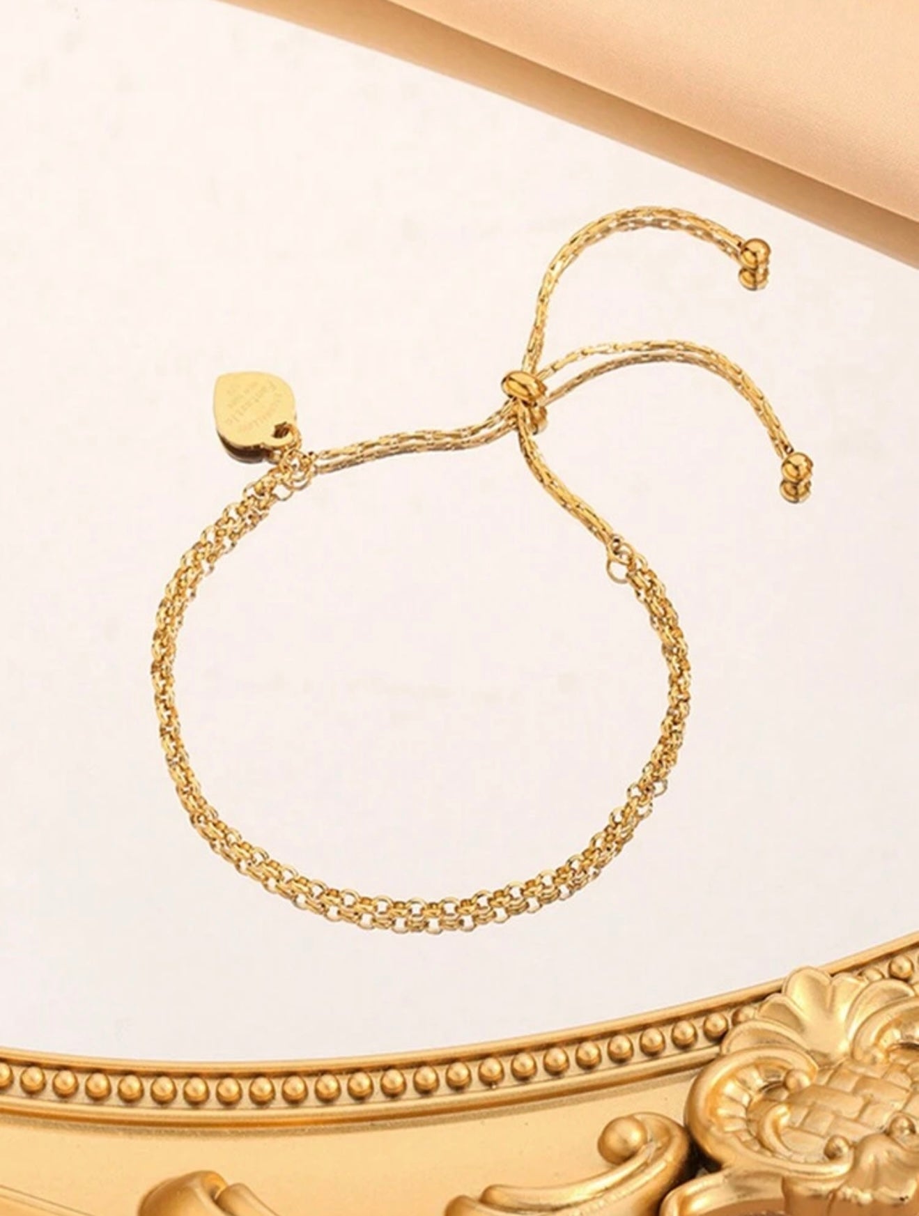 Links of London Inspired 18K Gold-Plated Stainless Steel Adjustable Heart Chain Bracelet – Tarnish-Resistant, Waterproof & Hypoallergenic