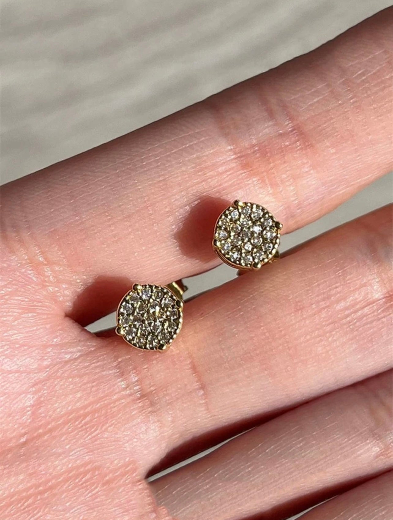 Gold Rhinestone Encrusted Stud Earrings – Sparkling Simplicity for Everyday Glamour