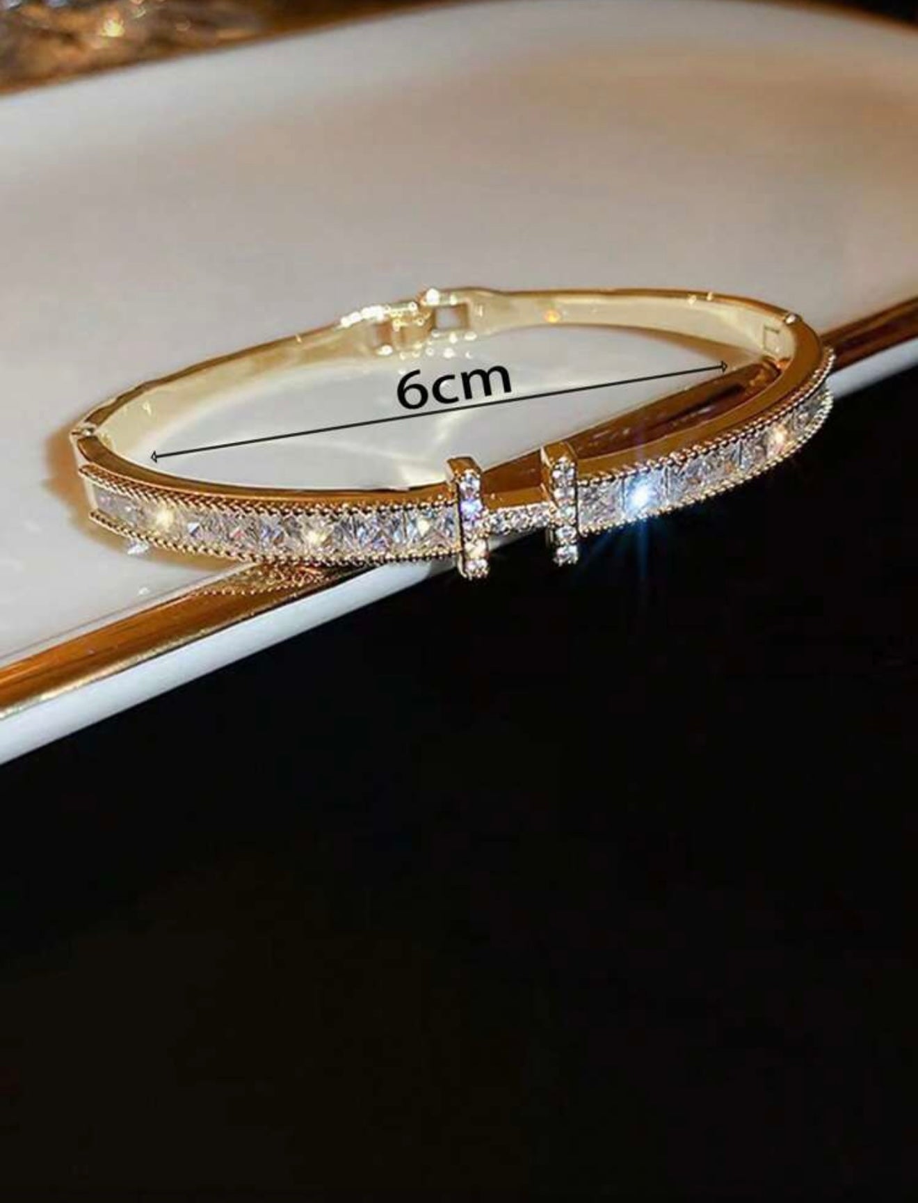 Sparkling Stainless Steel Cubic Zirconia Bracelet Set – Elegant, H Bracelet Inspired by Hermes - Gold