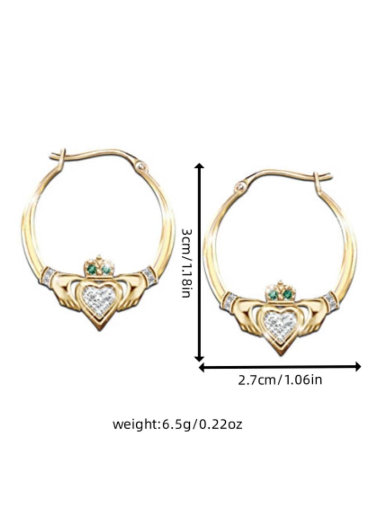 Gold Emerald & Diamanté Creole Earrings – Classic Glamour with a Rich Pop of Colour