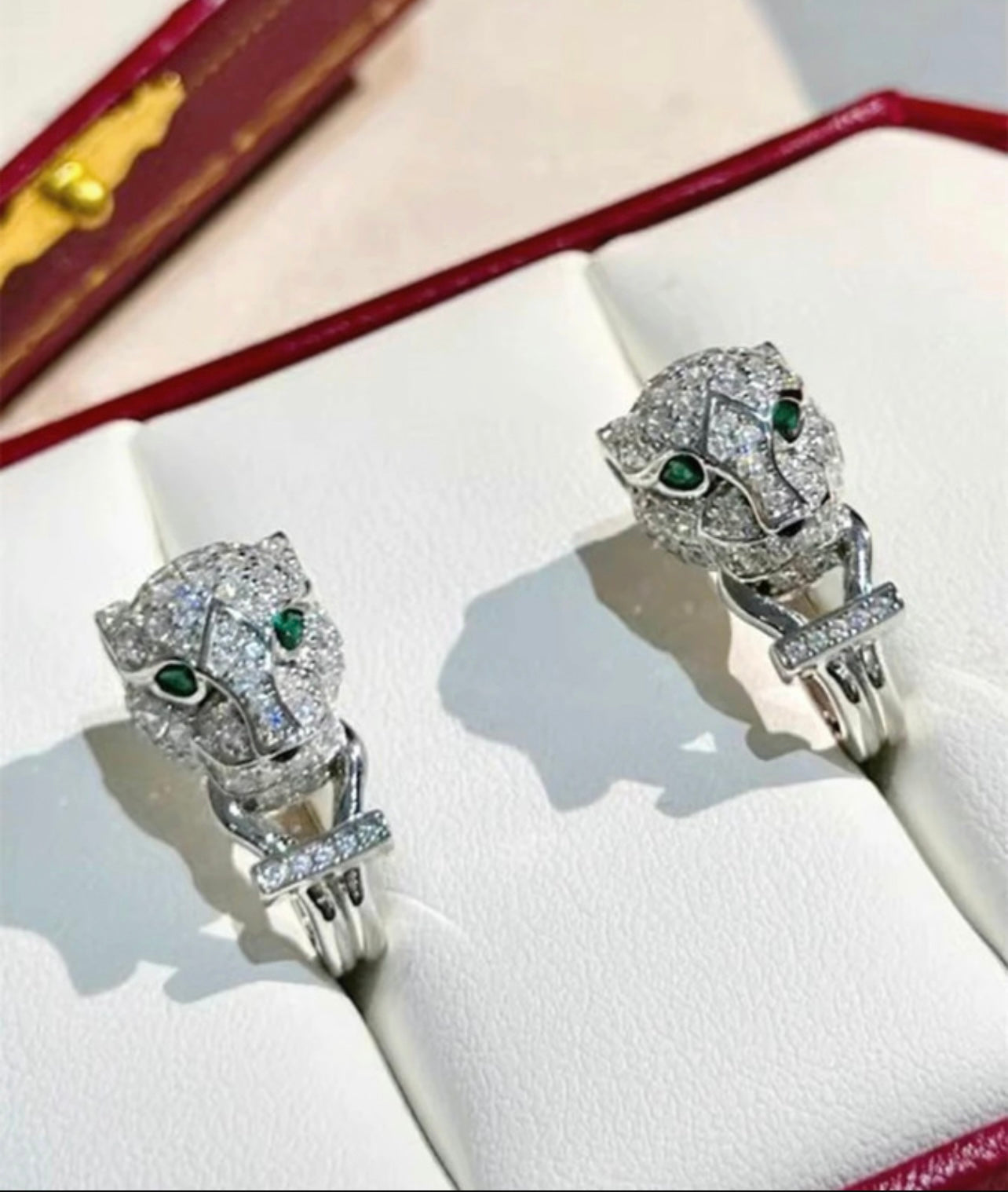 Silver Diamanté Panther Stud Earrings – Fierce Style with Sparkling Detail