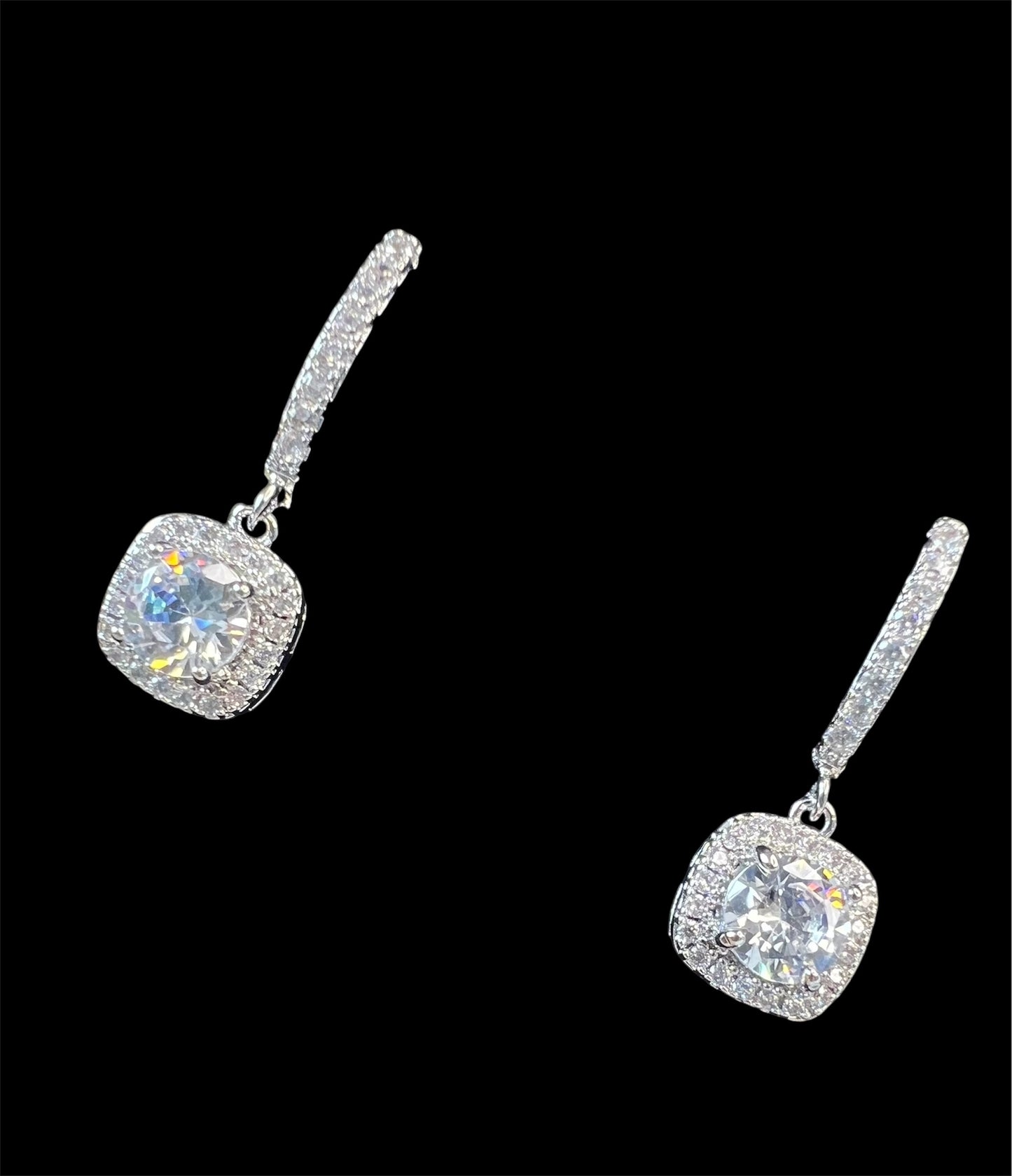 Romantic Silver-Tone Cubic Zirconia Drop Earrings