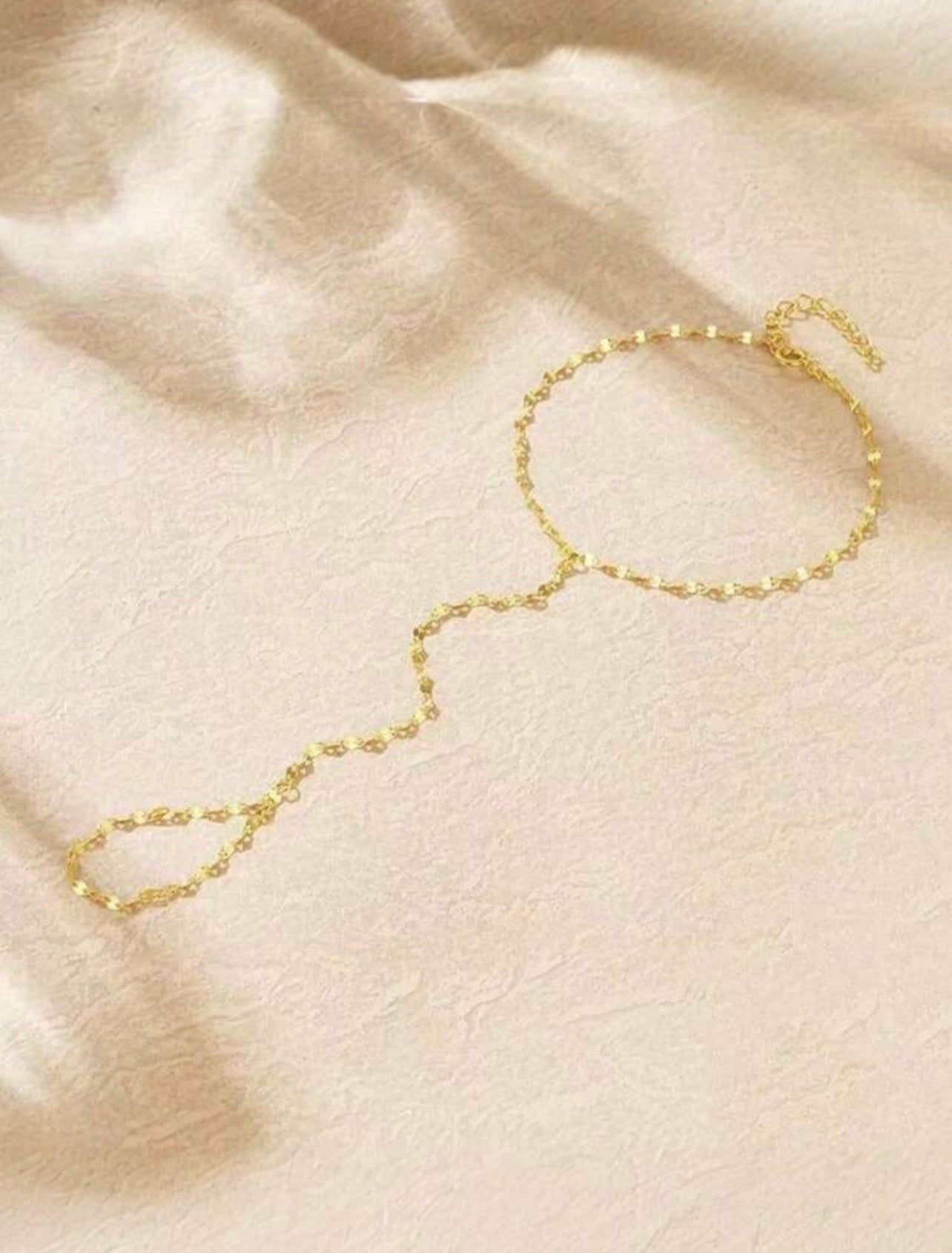 Gold Beaded Hand Chain – Minimalist Ring-to-Bracelet Jewellery for Everyday Chic