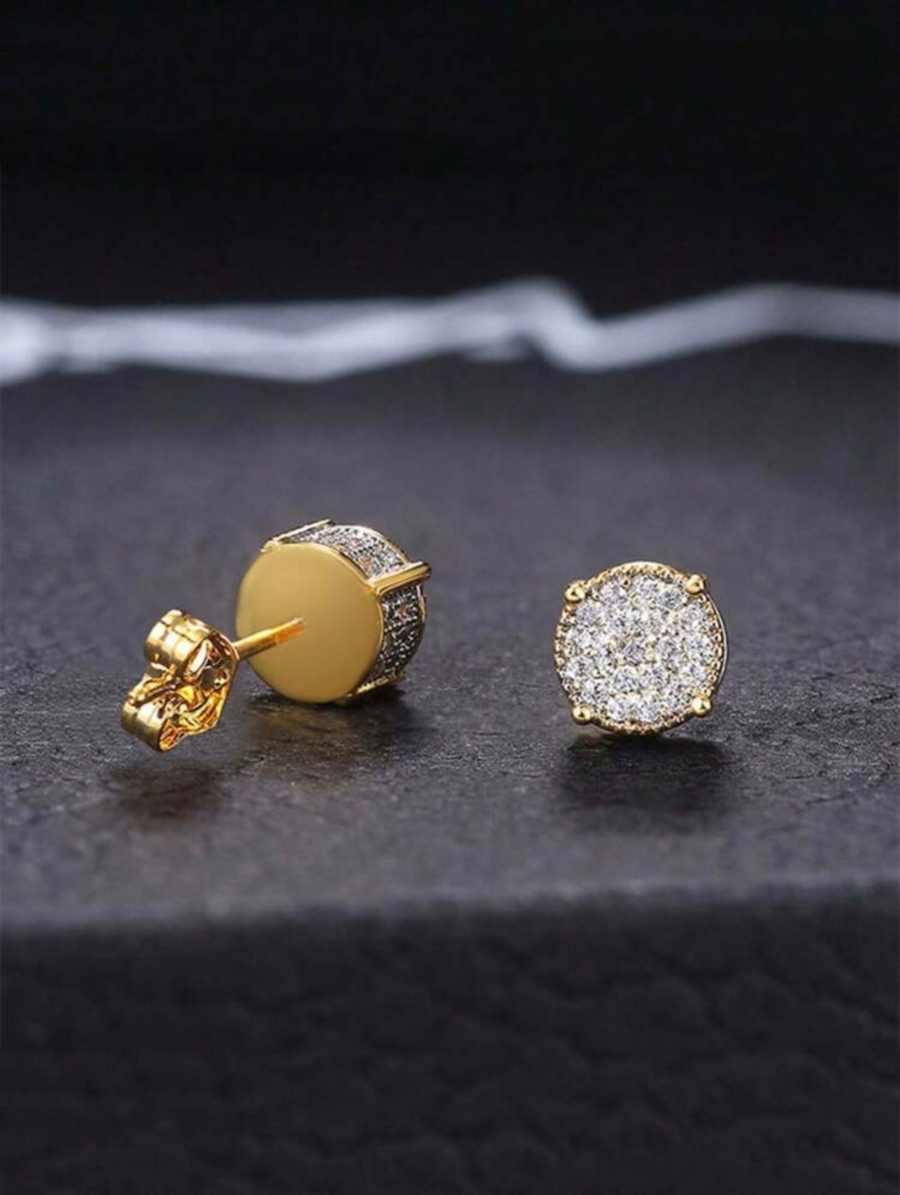 Gold Rhinestone Encrusted Stud Earrings – Sparkling Simplicity for Everyday Glamour