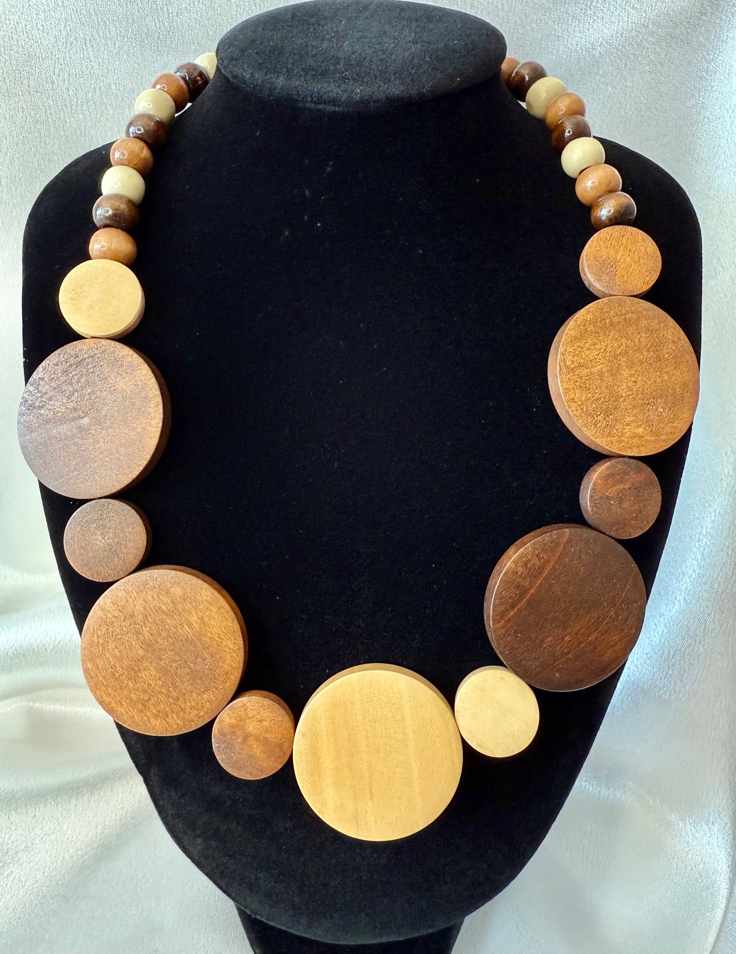 Handmade Wooden Boho Necklace – Beaded Travel & Everyday Jewellery