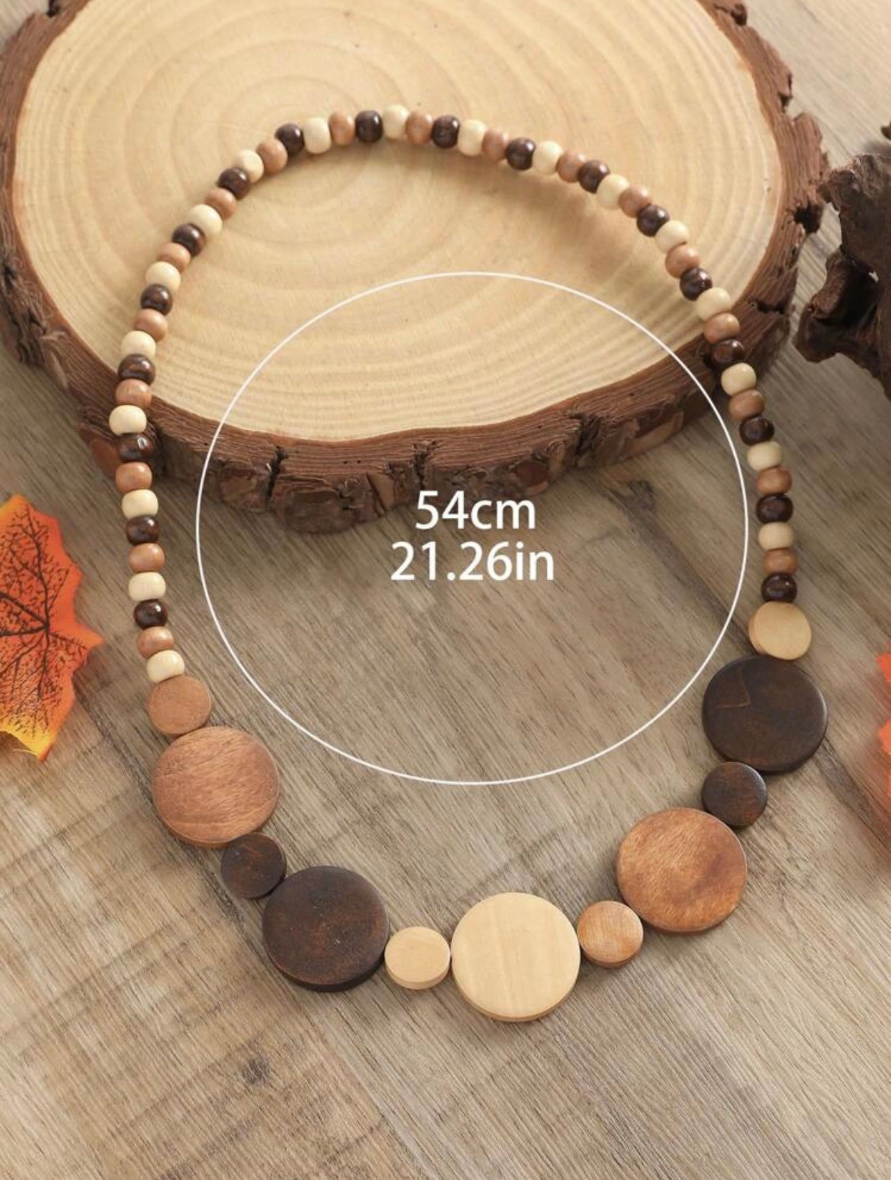 Handmade Wooden Boho Necklace – Beaded Travel & Everyday Jewellery