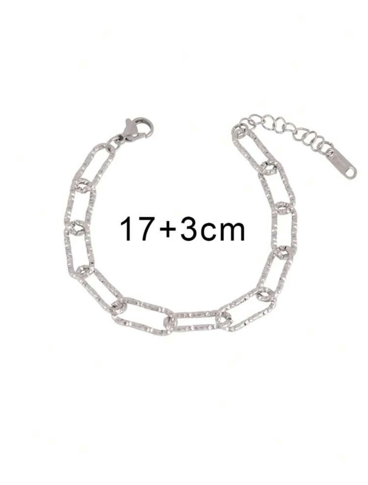 925 Silver Plated Silver- Tone Asymmetric Stainless Steel Chain Bracelet – Punk-Inspired Jewellery Gift