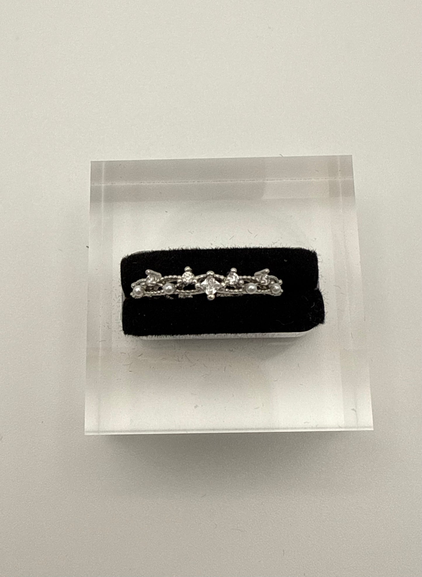 3pc Silver-Tone Faux Pearl & Rhinestone Cuff Ring Set – Stackable Elegant Style