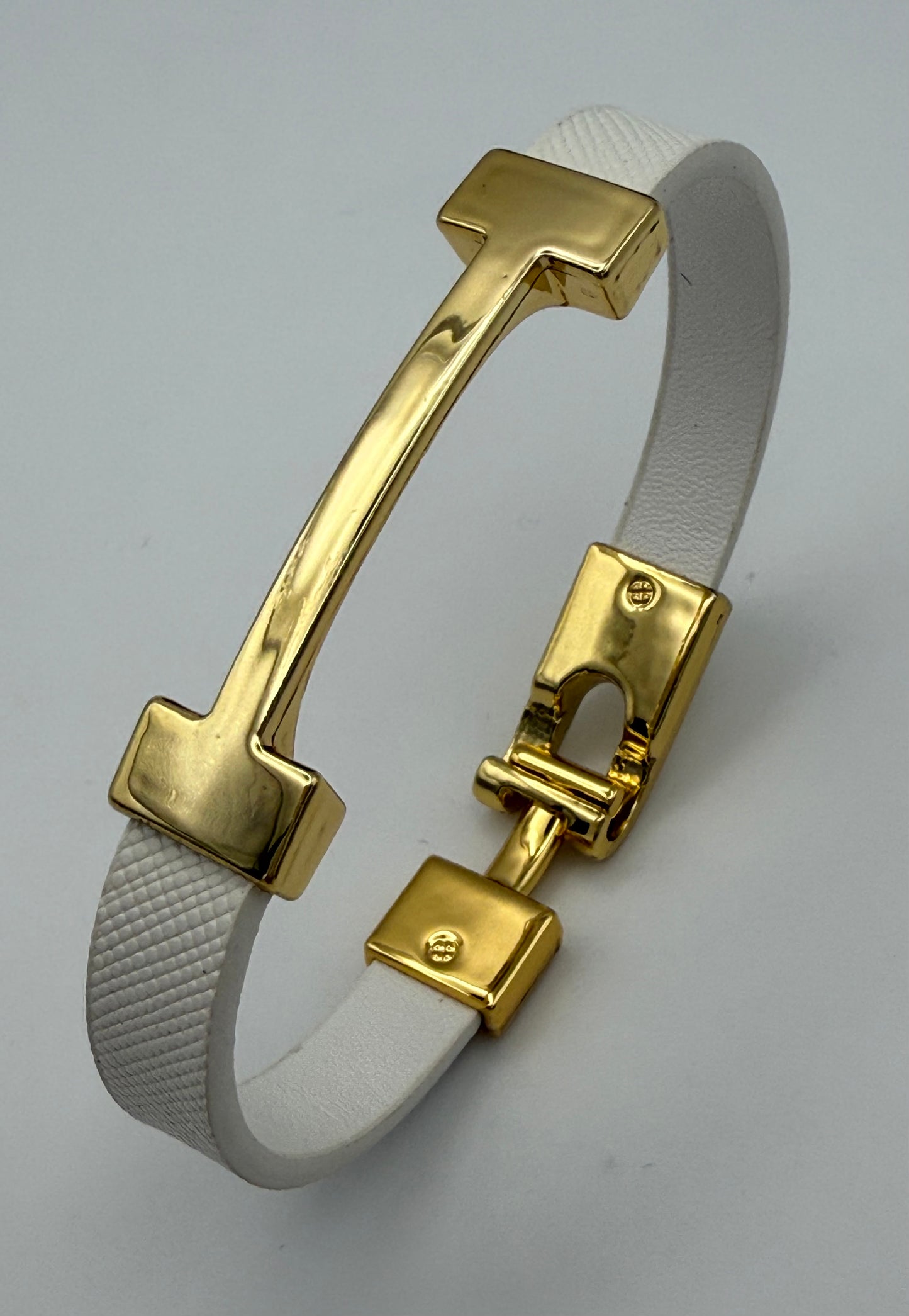 White & Gold Inspired Faux Leather Bracelet – Elegant Fashion Wristband Gift for Her