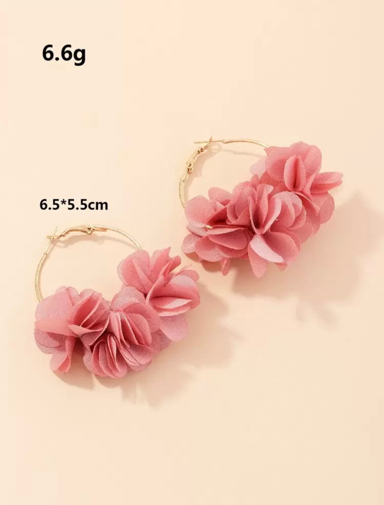 Gold & Pink Flower Hoop Earrings – Bold Florals with Luxe Contrast