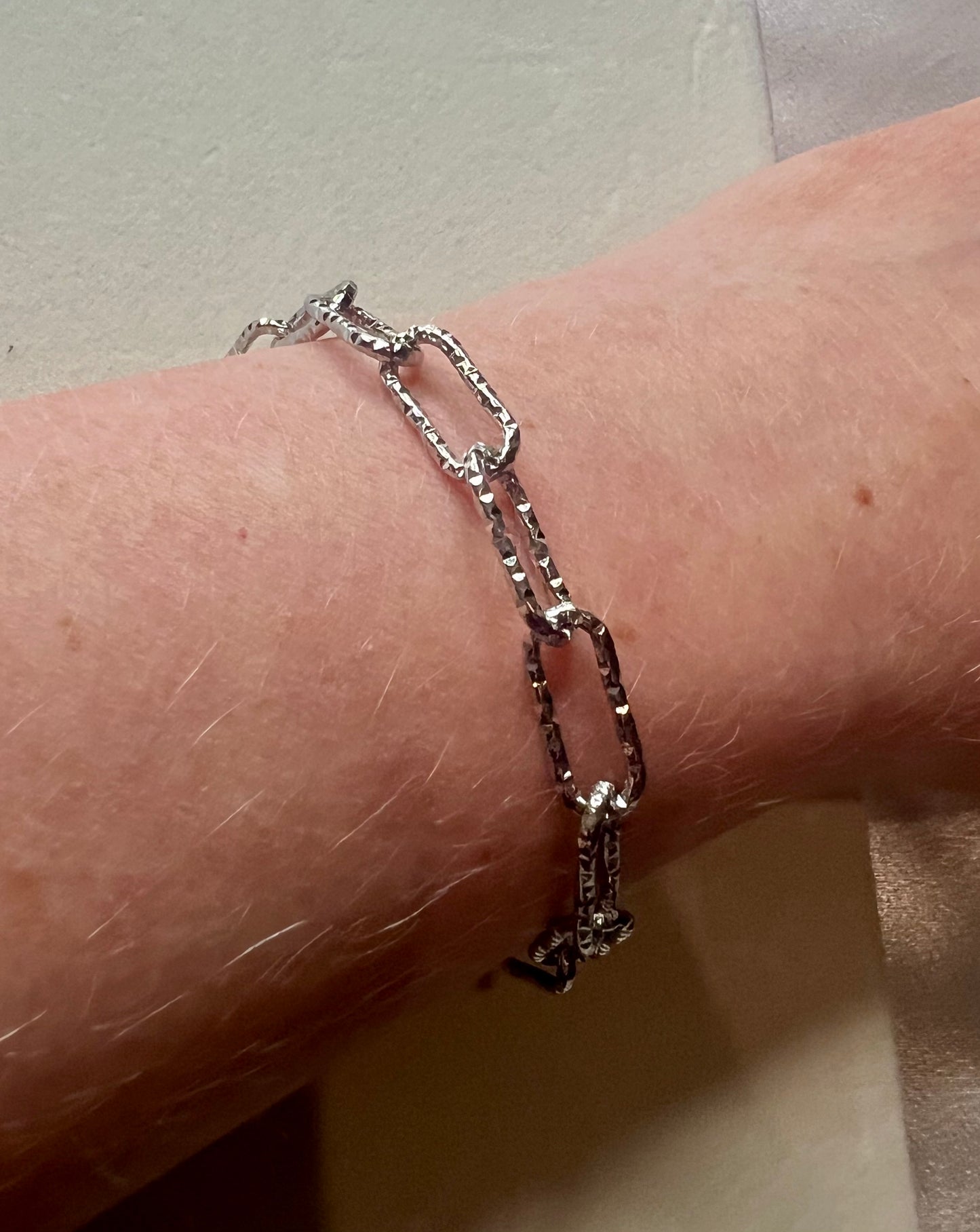 925 Silver Plated Silver- Tone Asymmetric Stainless Steel Chain Bracelet – Punk-Inspired Jewellery Gift