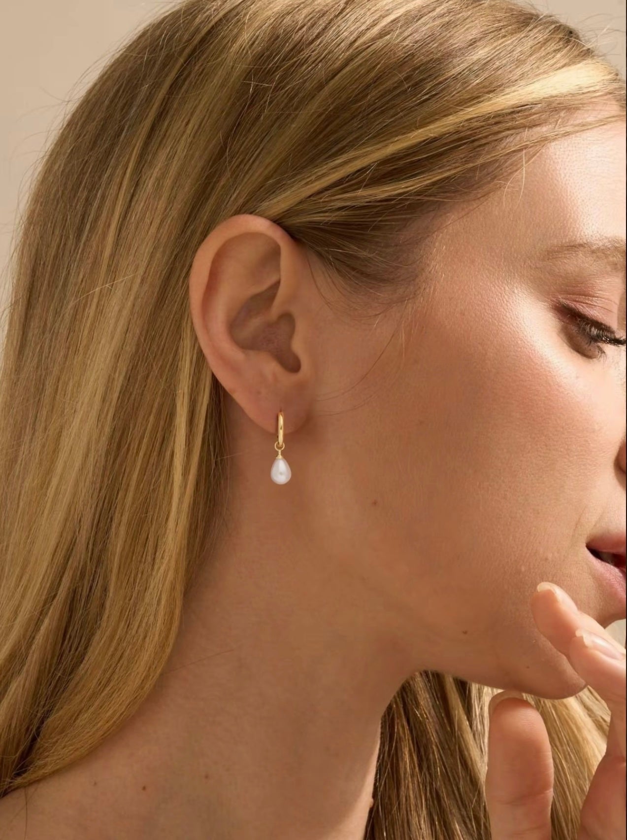 Gold Plated Faux Pearl Huggie Hoop Earrings – Classic Charm with a Modern Twist