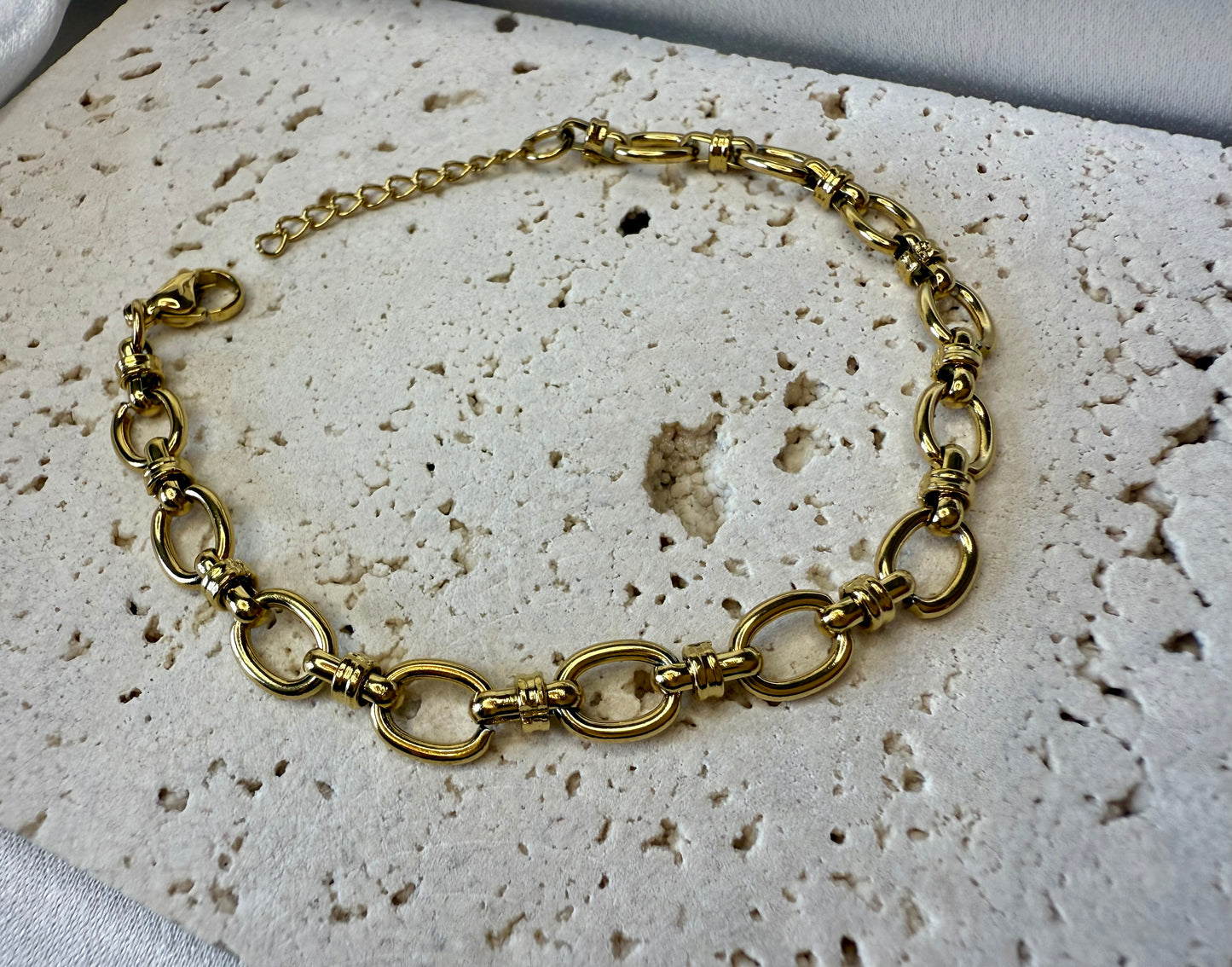 Gold Figaro Tarnish Resistant Gold Plated Bracelet  – Intertwined Elegance, Perfect for Gifting