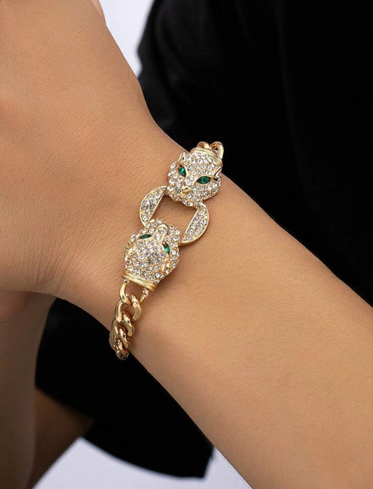 Dual-Headed Leopard Charm Bracelet – Fierce Style Inspired by Bvlgari - Tarnish-Resistant