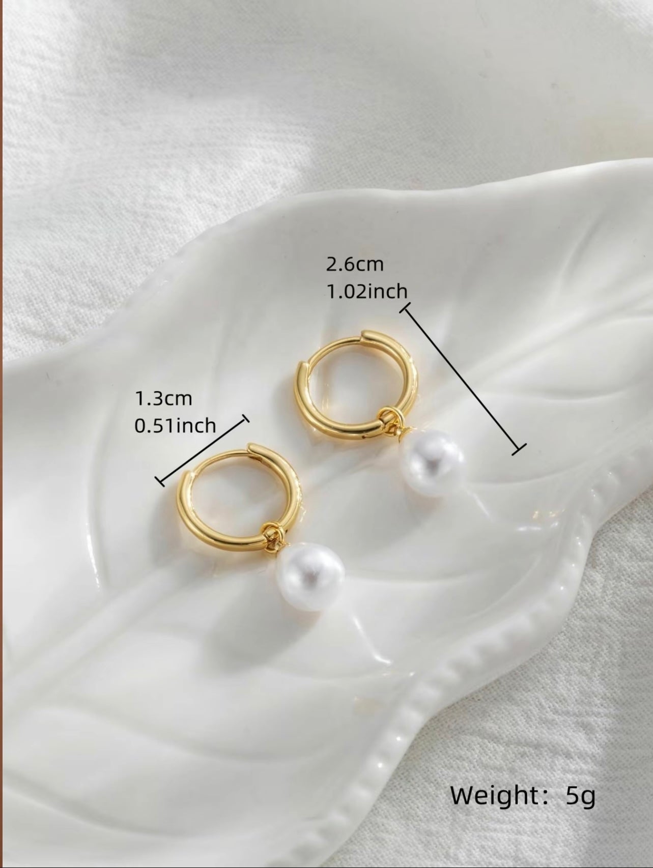 Gold Plated Faux Pearl Huggie Hoop Earrings – Classic Charm with a Modern Twist