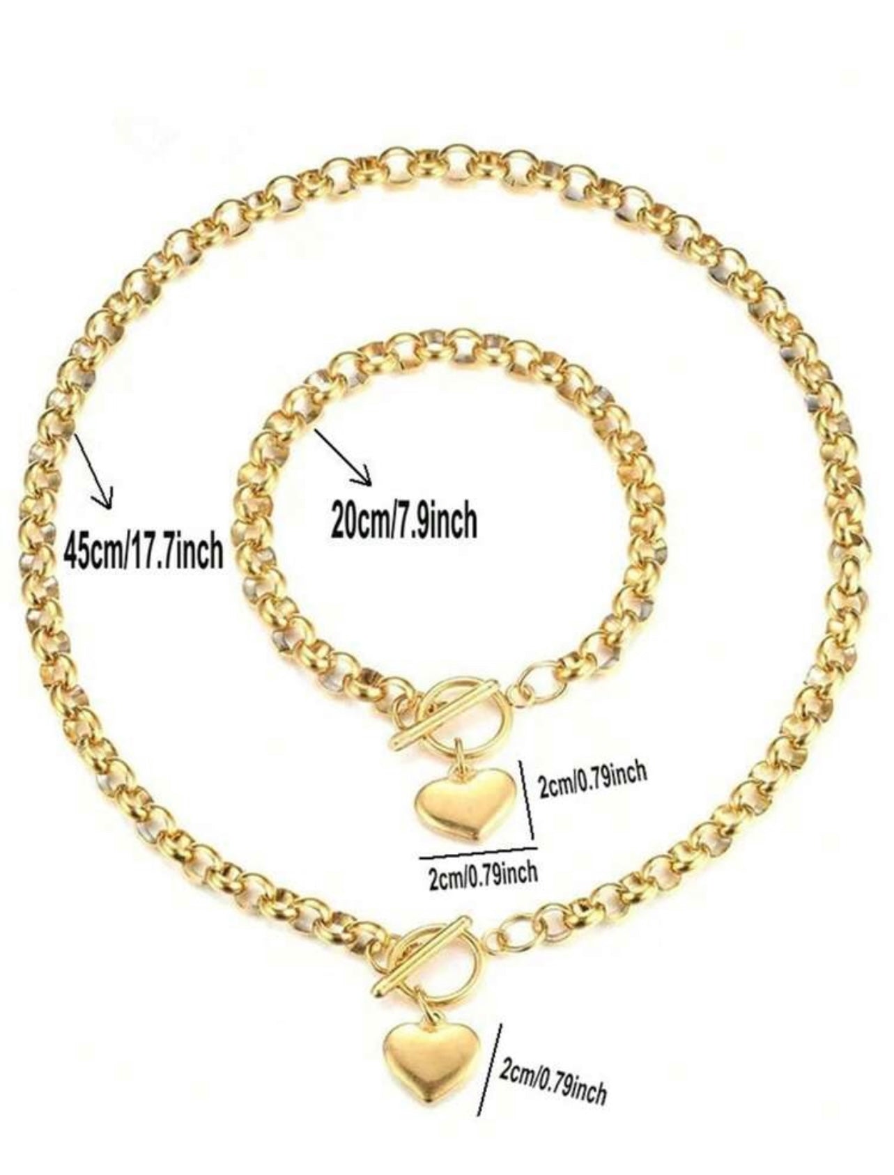 18K Gold Plated Chunky Chain Jewellery Set – Bracelet & Necklace | Tarnish Resistant