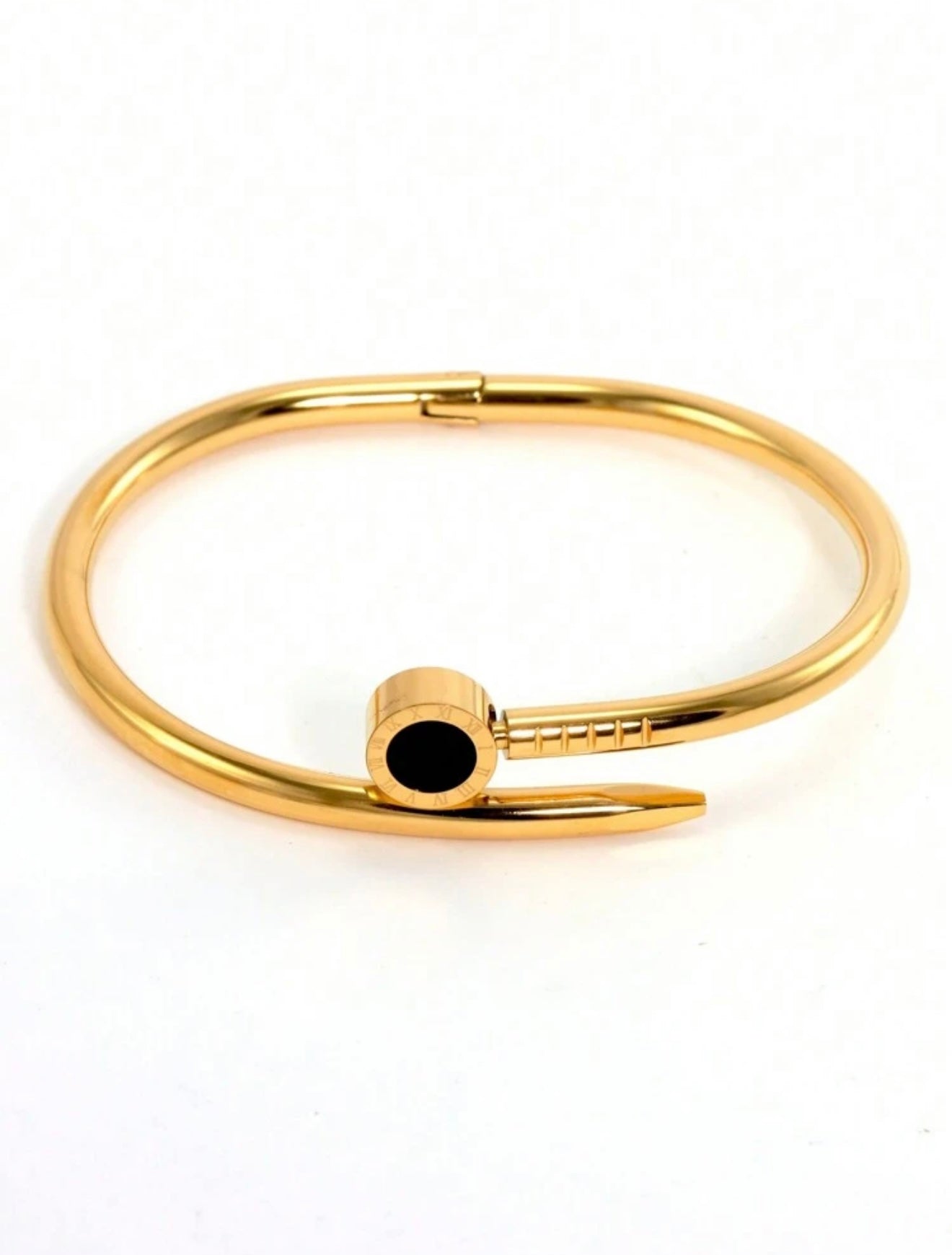 18K Gold Plated Bvlgari-Inspired Roman Numeral Nail Bracelet –  Classic Design