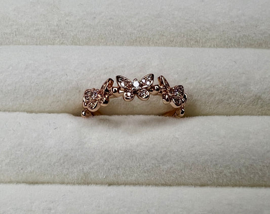 Delicate Butterfly Rhinestone Open Ring – Elegant Gift or Wedding Accessory