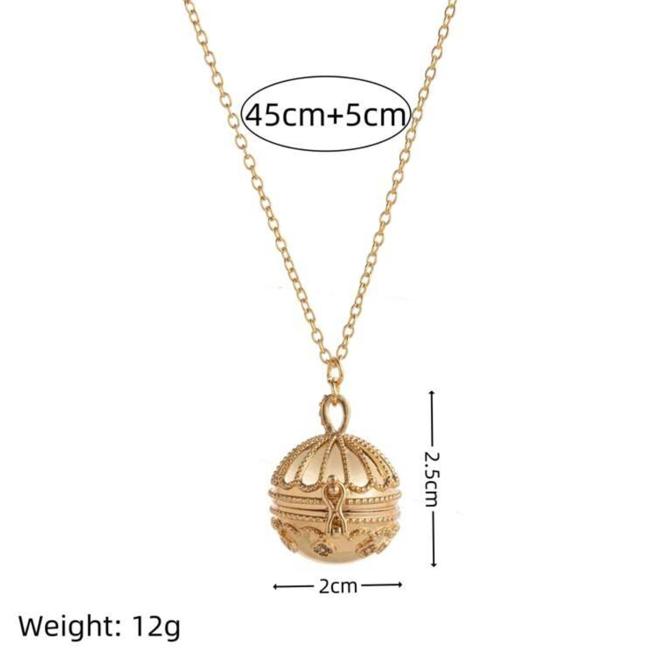 18K Gold Plated Zirconia Sphere Locket Necklace – Retro Elegance with Modern Charm