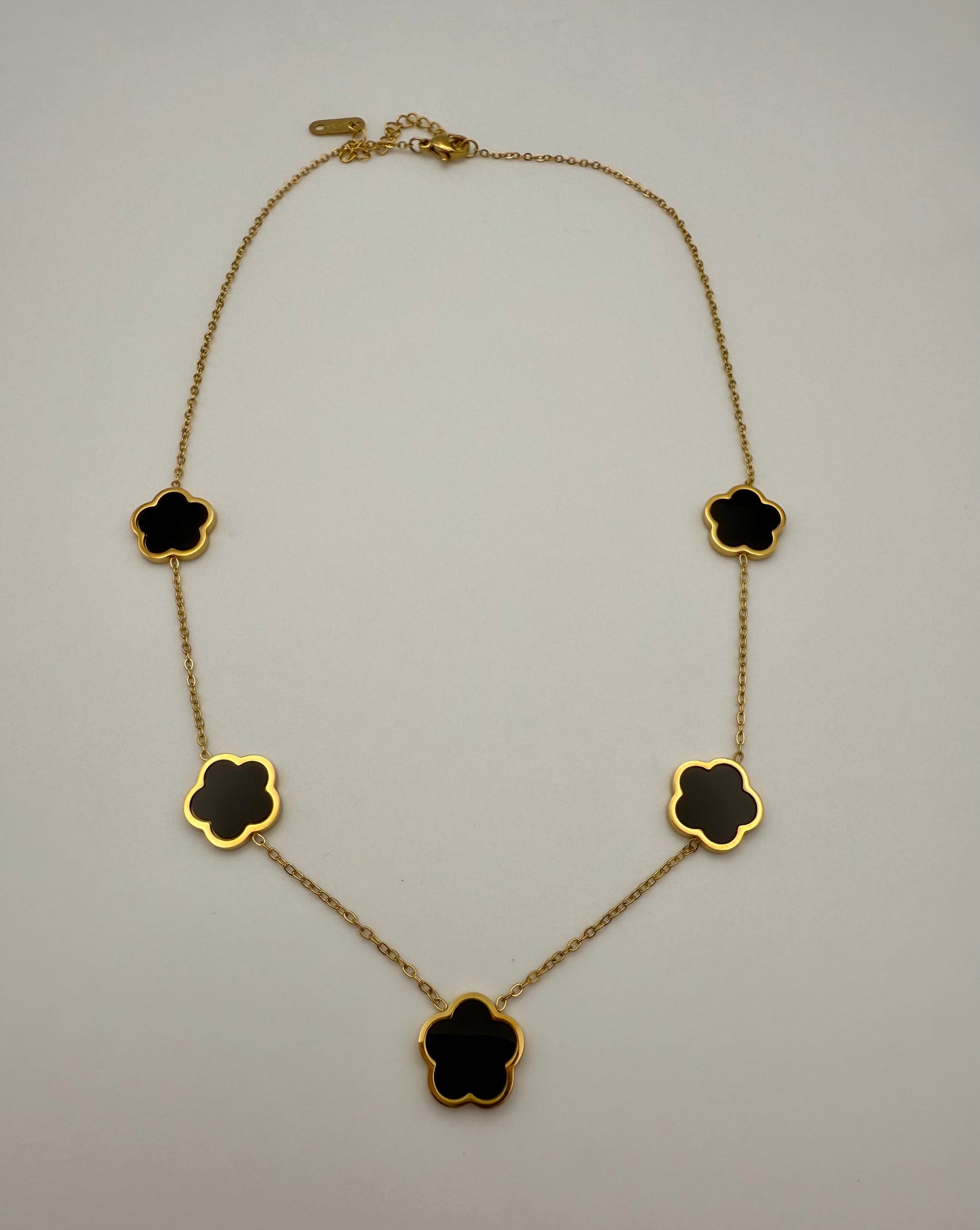 18k Gold-Plated Inspired Clover Necklace – Black – Waterproof, Tarnish-Resistant & Hypoallergenic Matching Bracelet Available!