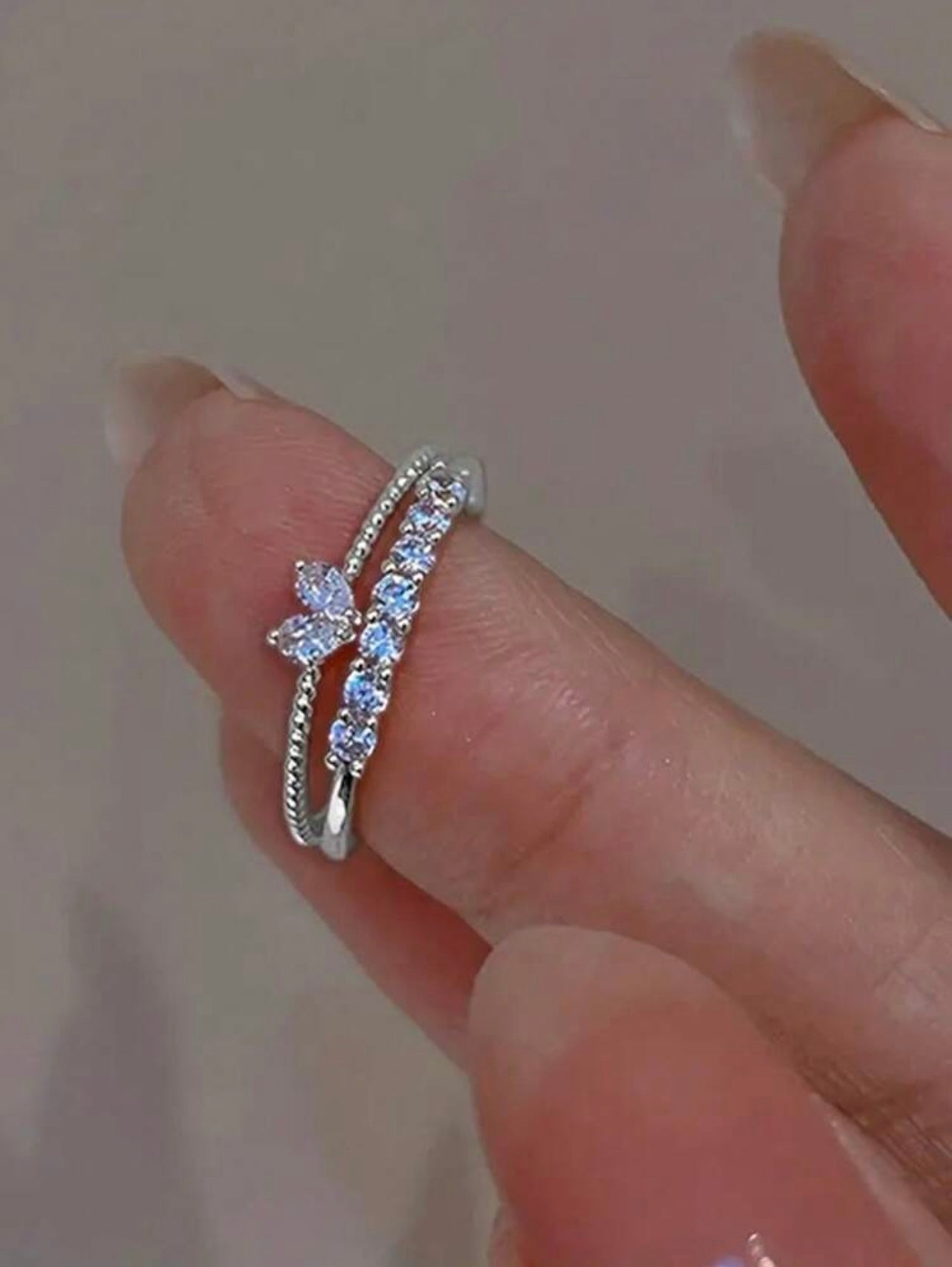 Y2K Heart Rhinestone Twin Rings – 2pc Set for Valentine’s, Mother’s Day & More