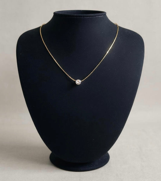 Gold Cubic Zirconia Pendant Necklace – Delicate Everyday Sparkle | Tarnish Resistant