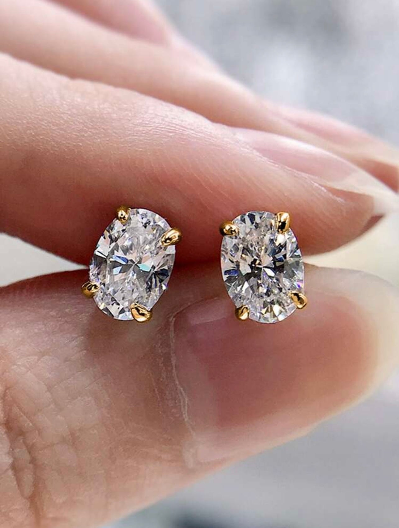 Tarnish-Resistant Gold Plated Cubic Zirconia Stud Earrings – Timeless Sparkle