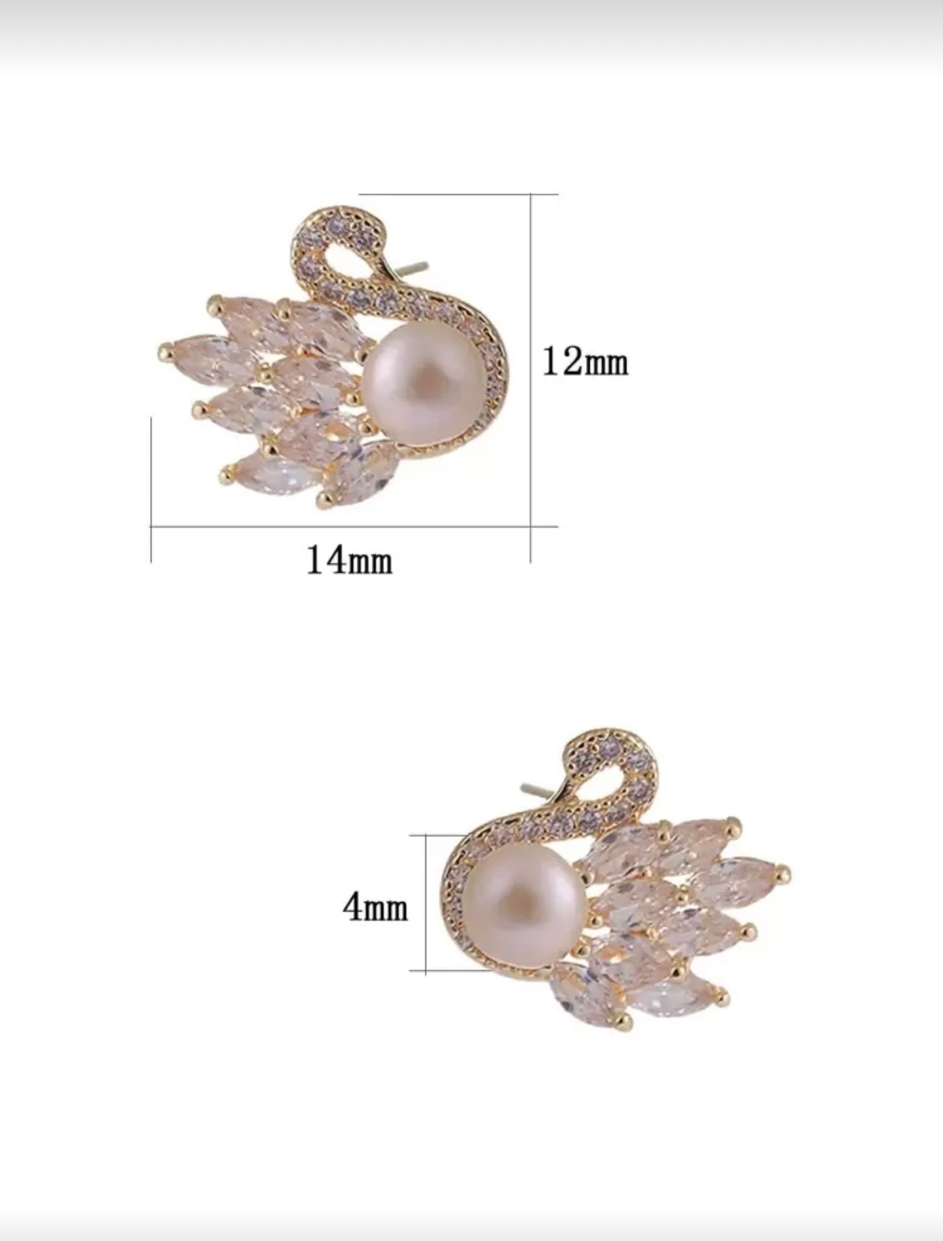 Cubic Zirconia Swan Stud Earrings – Graceful Sparkle in Swarovski Style