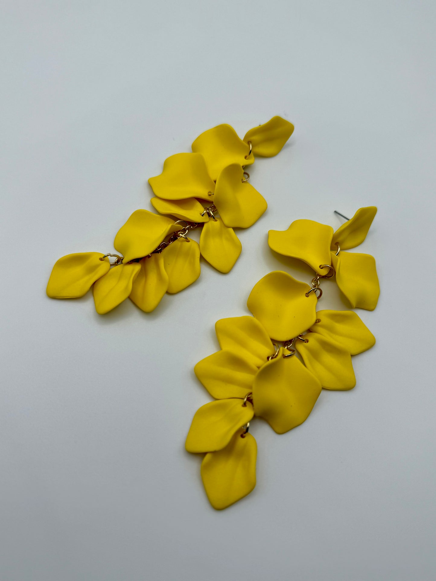 Gold & Neon Yellow Petal Drop Earrings – Bold & Elegant Daily Jewellery