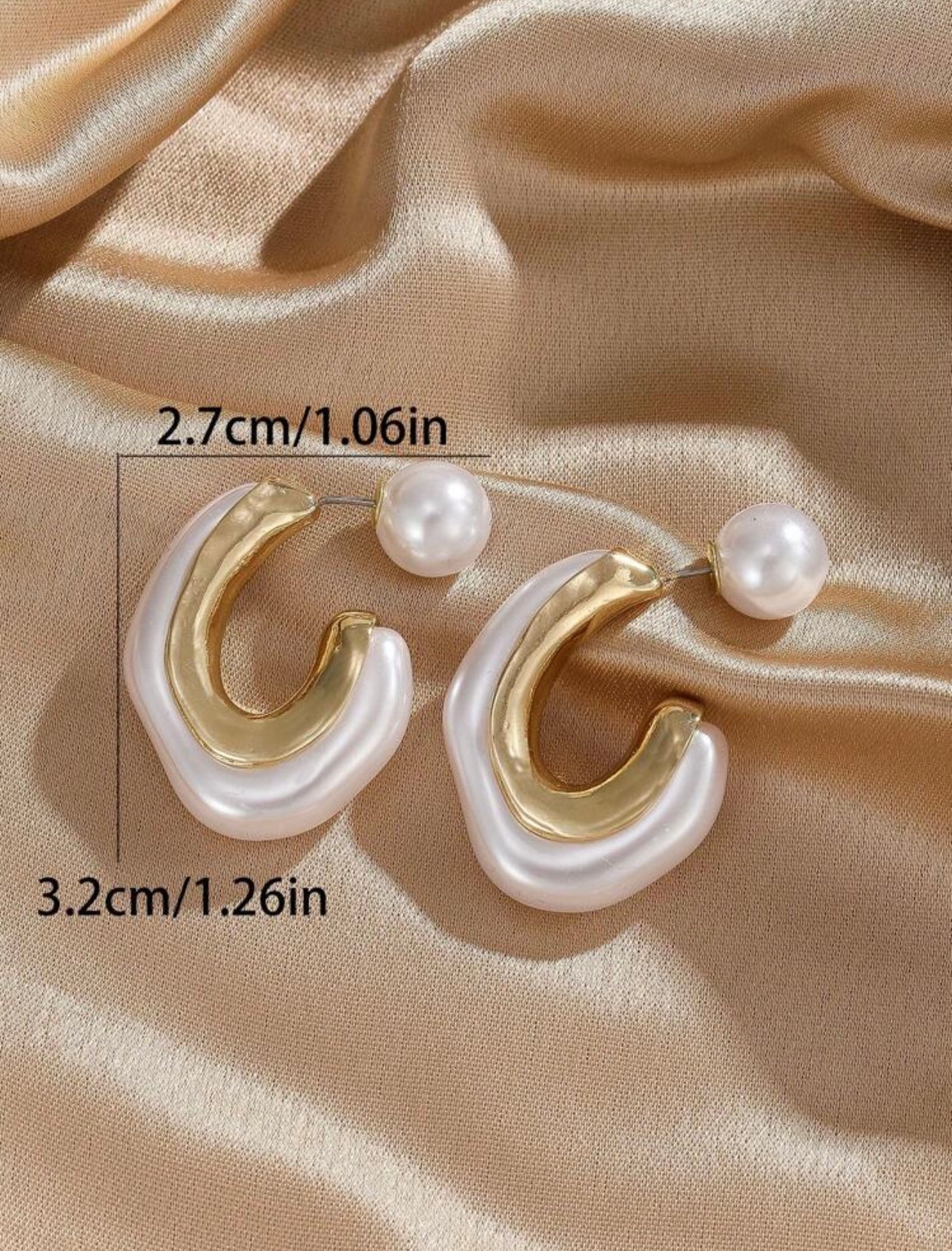 Gold & Faux Pearl Hoop Earrings with Pearl Back – Modern Elegance with a Twist