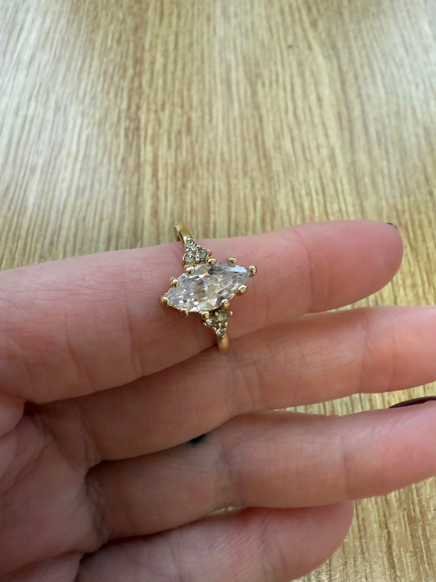 Exquisite 18K Gold Plated Marquise Ring with Large Shining Zirconia – Elegant, Radiant & Timeless