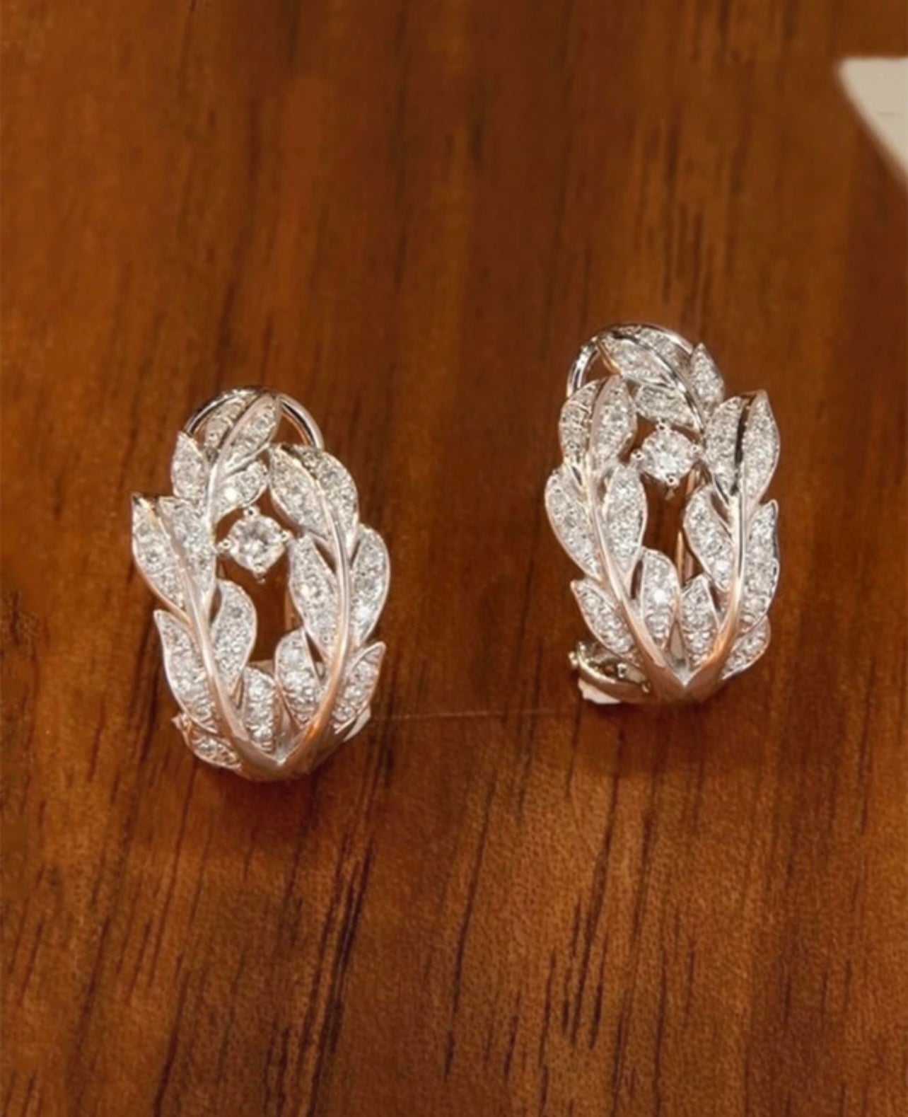 Silver Greek Leaf Diamanté Stud Earrings – Timeless Elegance with a Mythical Touch