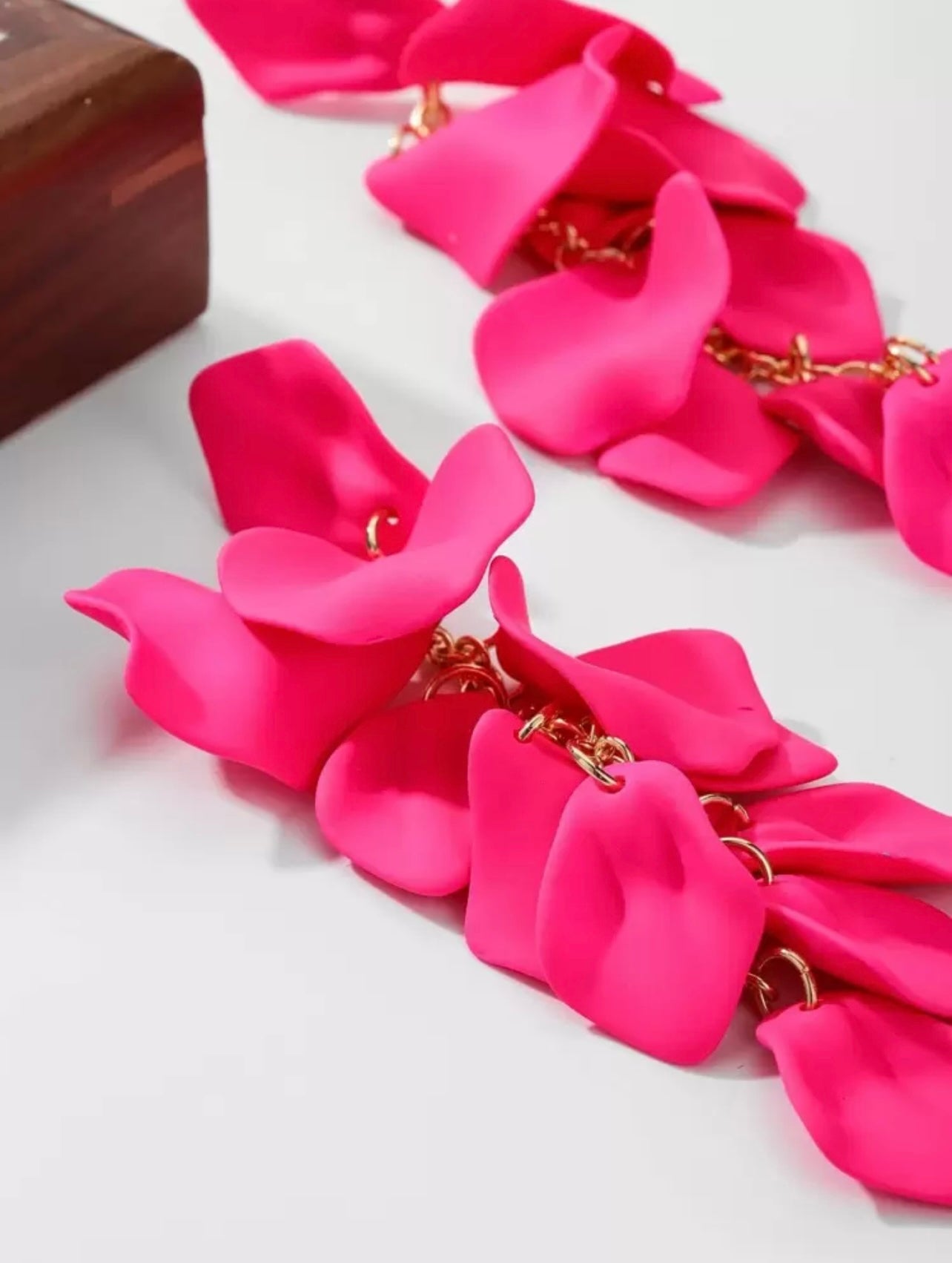 Gold & Neon Pink Petal Drop Earrings – Bold & Elegant Daily Jewellery