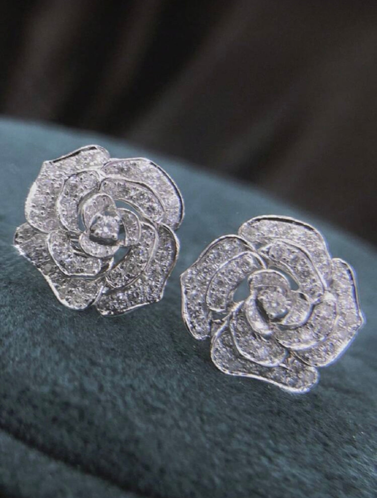 Romantic Rose-Shaped Cubic Zirconia Stud Earrings – Elegant, Radiant & Timeless
