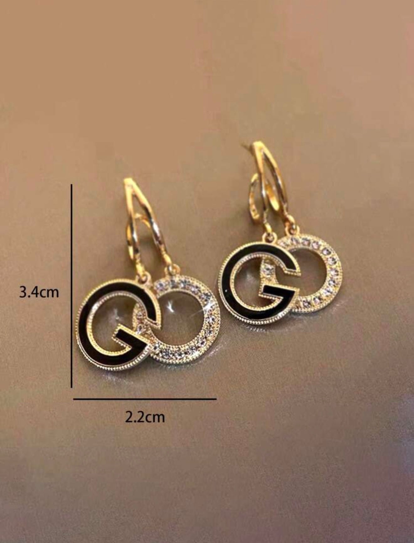 Gucci-Inspired Rhinestone Round Drop Earrings – Tarnish-Resistant – Fashionable Statement Jewellery