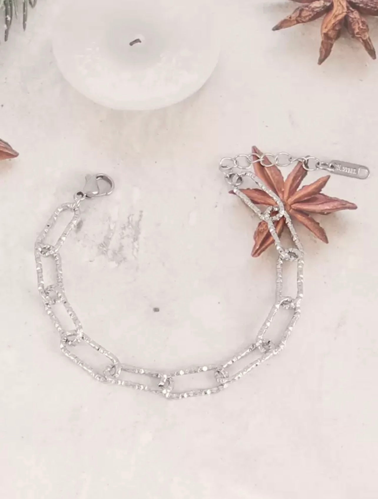 925 Silver Plated Silver- Tone Asymmetric Stainless Steel Chain Bracelet – Punk-Inspired Jewellery Gift