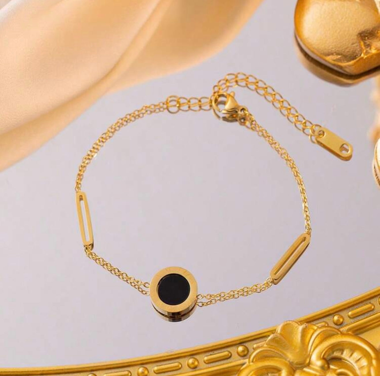 18K Gold-Plated Bvlgari Inspired Roman Numeral Necklace, Bracelet & Earrings Set – Tarnish-Resistant