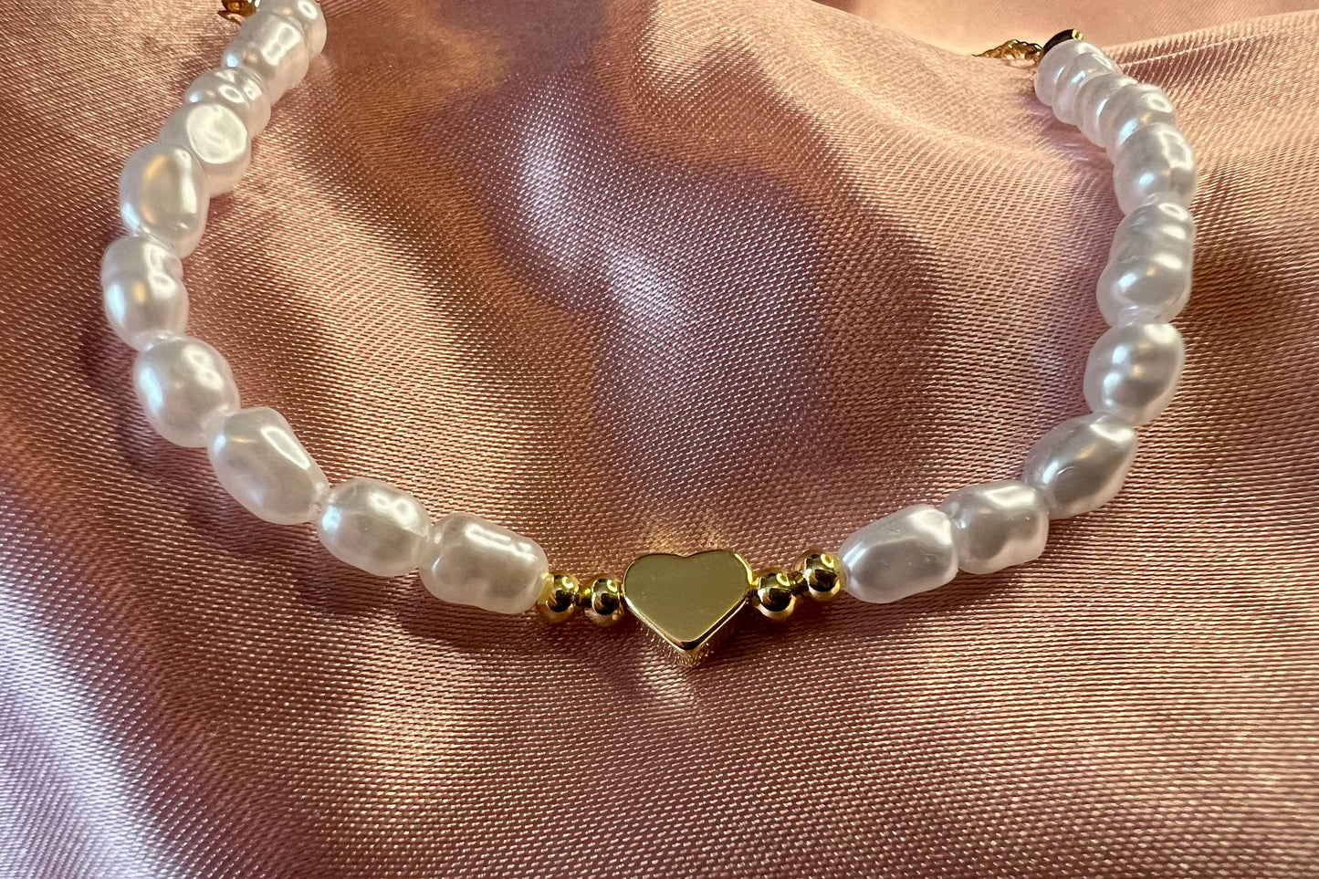 Golden Heart Faux Pearl Bracelet – Romantic Party & Valentine’s Day Gift