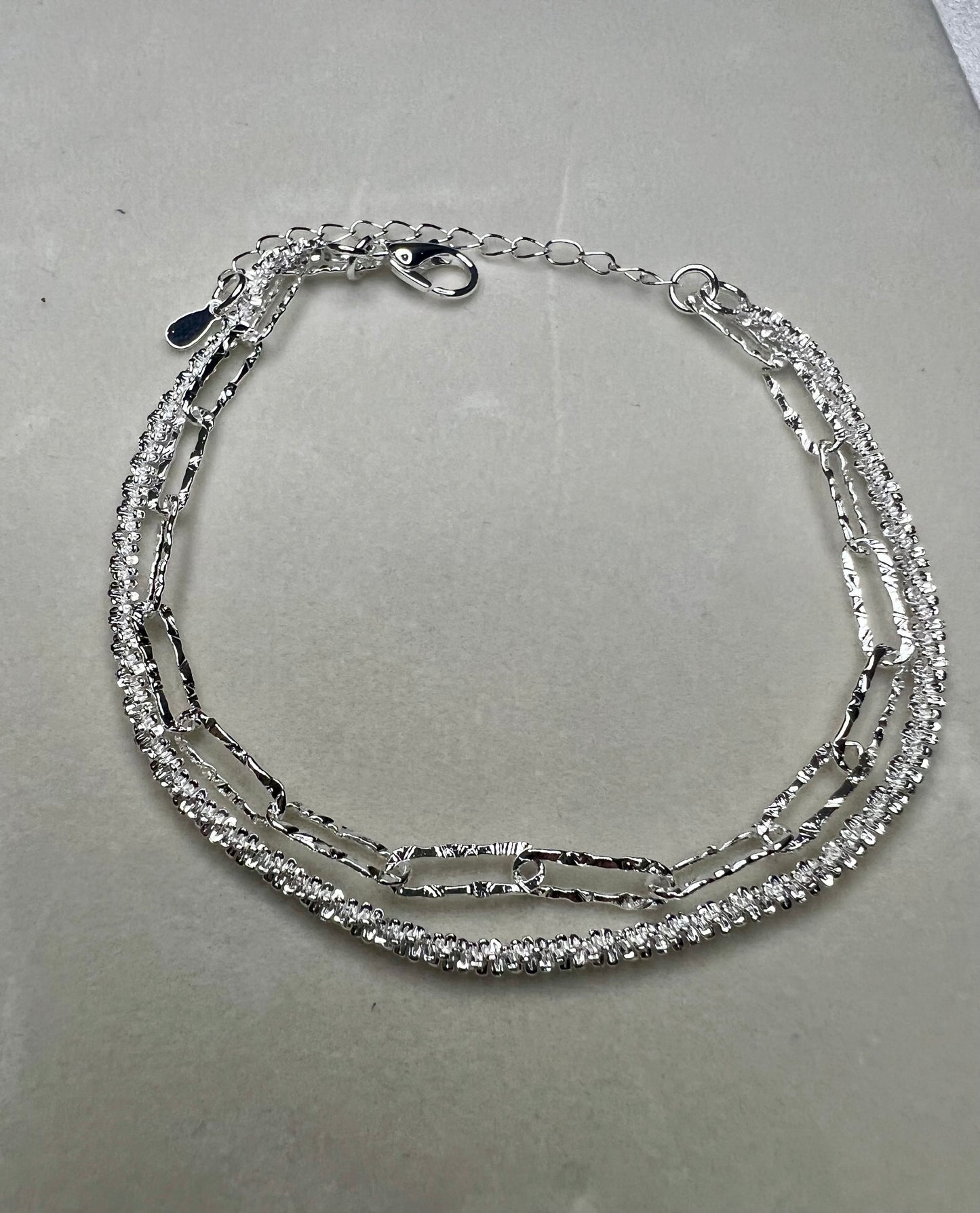 925 Silver-Plated Double Chain Bracelet – Elegant Wedding & Gift Jewellery