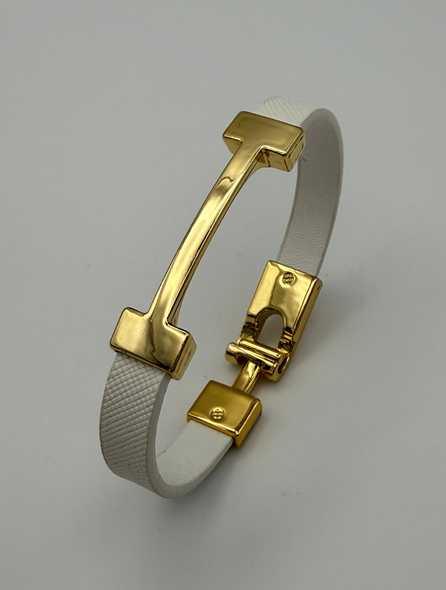 White & Gold Inspired Faux Leather Bracelet – Elegant Fashion Wristband Gift for Her