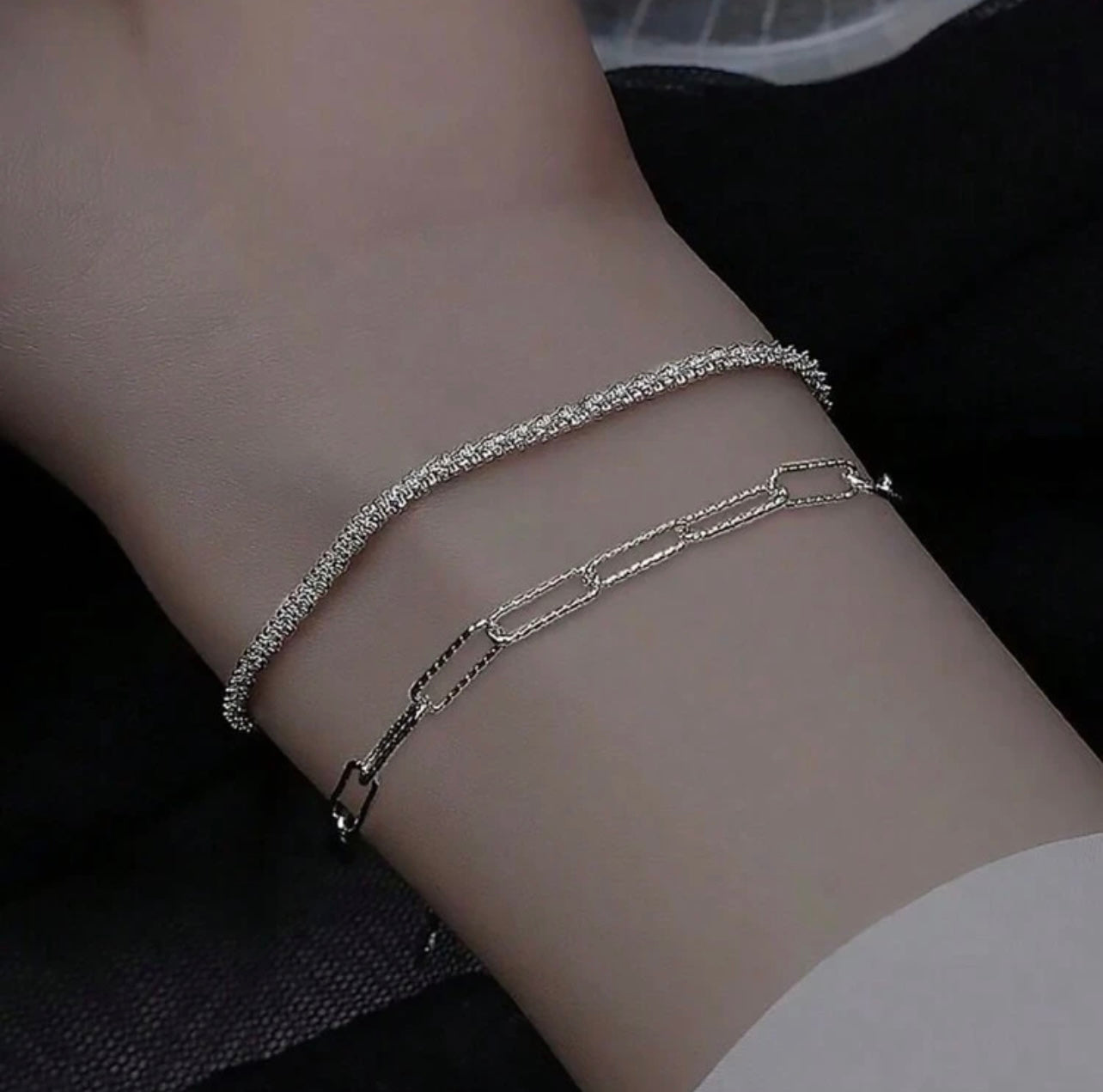 925 Silver-Plated Double Chain Bracelet – Elegant Wedding & Gift Jewellery