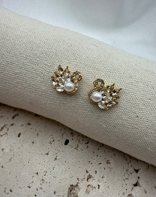 Cubic Zirconia Swan Stud Earrings – Graceful Sparkle