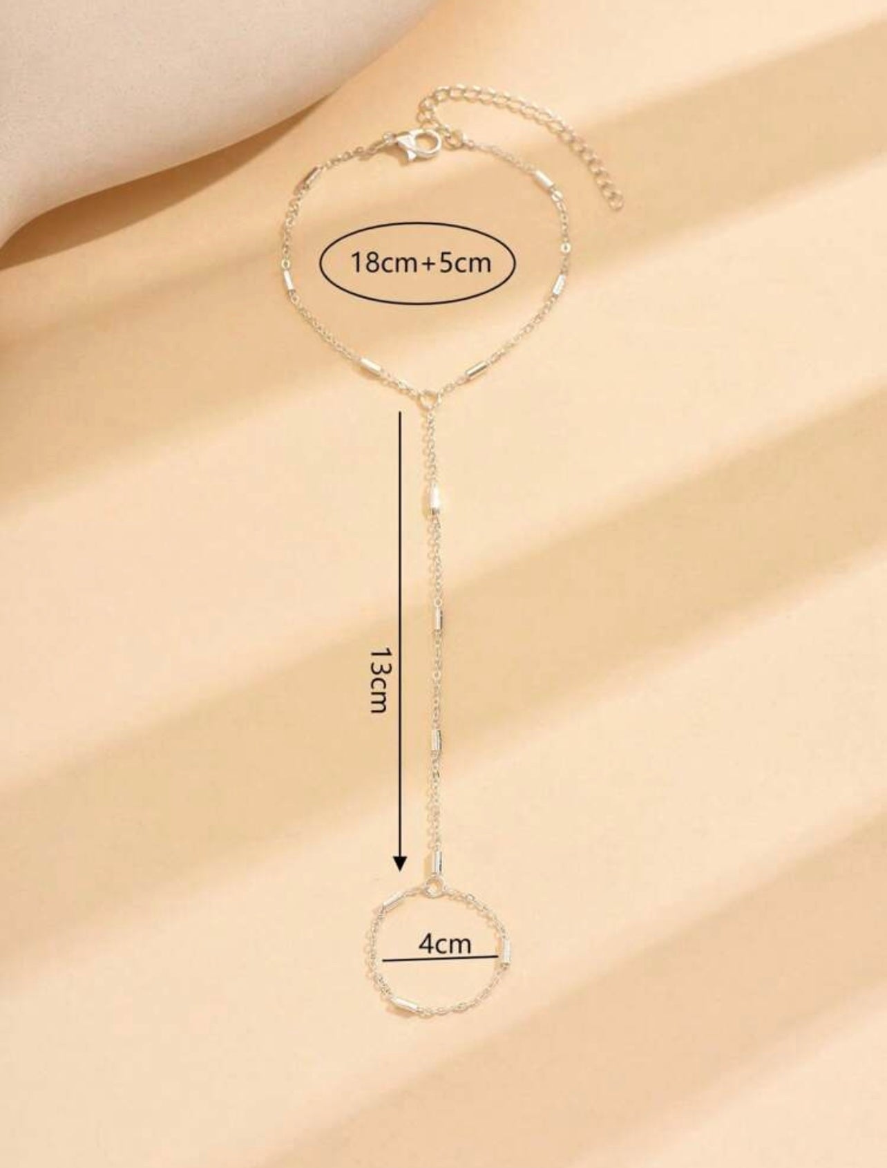 Silver Beaded Hand Chain – Minimalist Ring-to-Bracelet Jewellery for Daily Wear