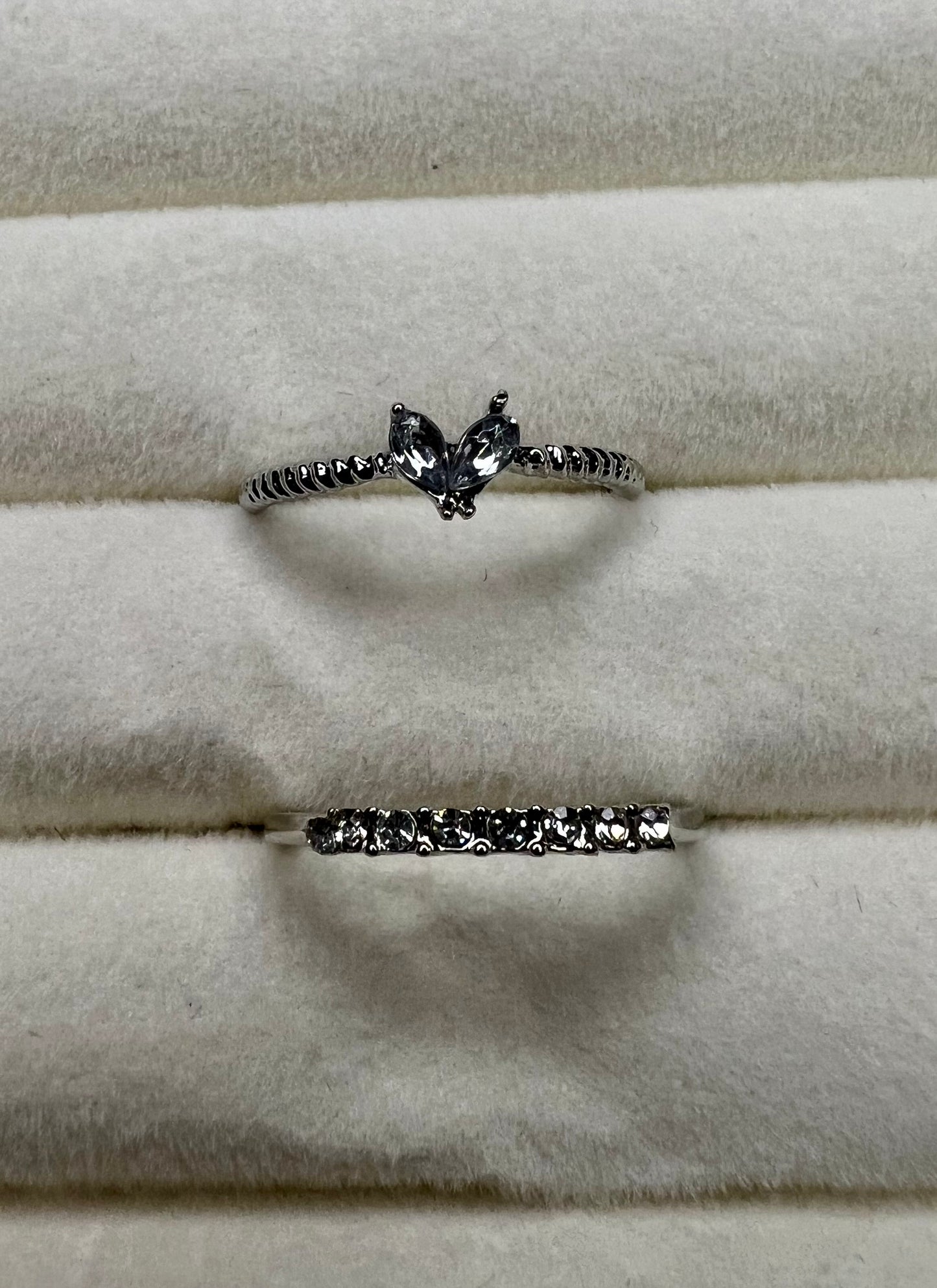 Y2K Heart Rhinestone Twin Rings – 2pc Set for Valentine’s, Mother’s Day & More